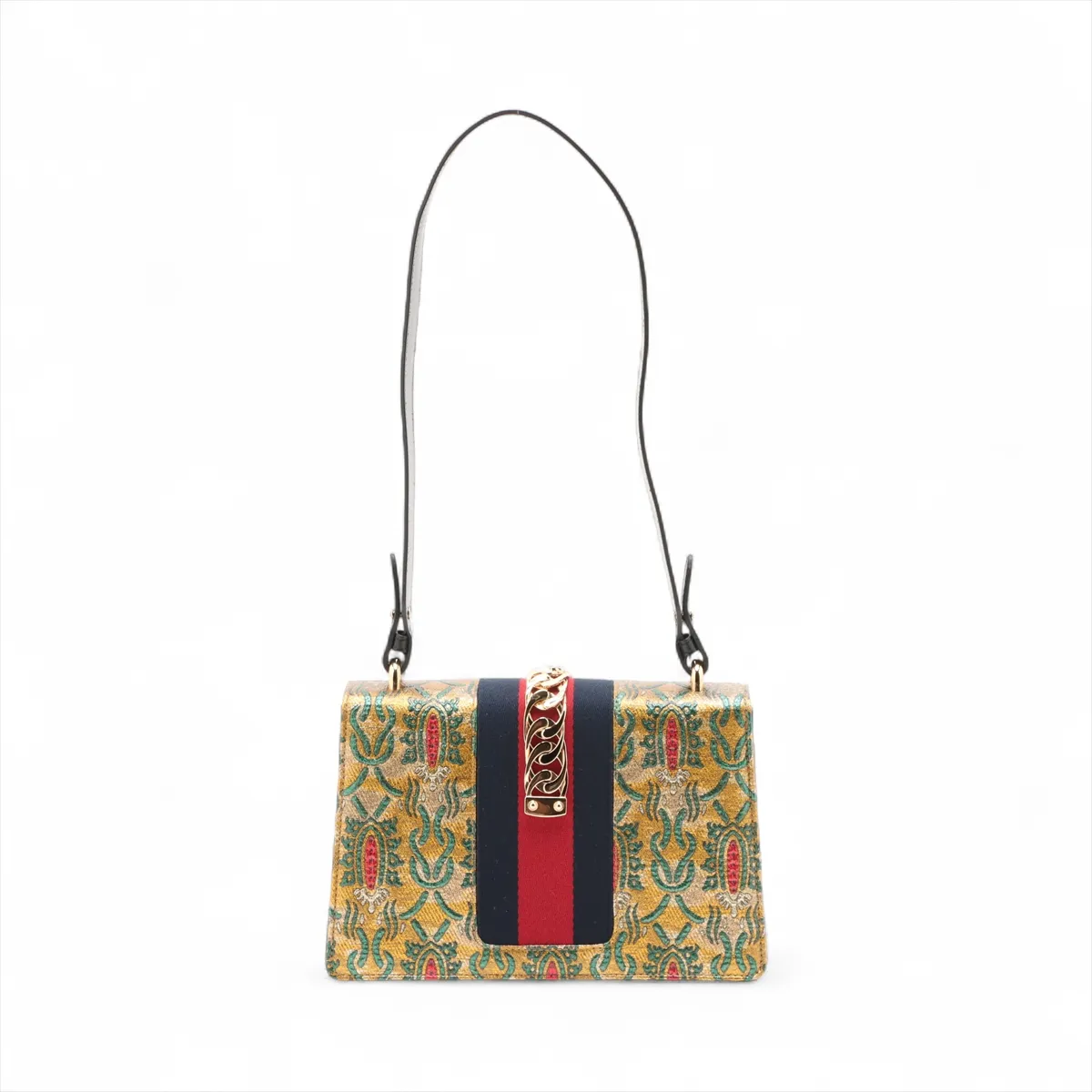 Sylvie Fabric 2-Way Shoulder Bag, Gold, 421882 — view 2