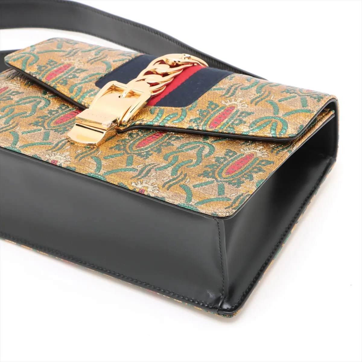 Sylvie Fabric 2-Way Shoulder Bag, Gold, 421882 — view 3