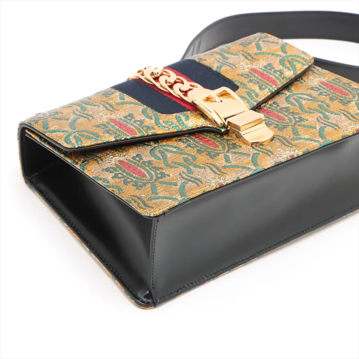 Sylvie Fabric 2-Way Shoulder Bag, Gold, 421882 — view 4