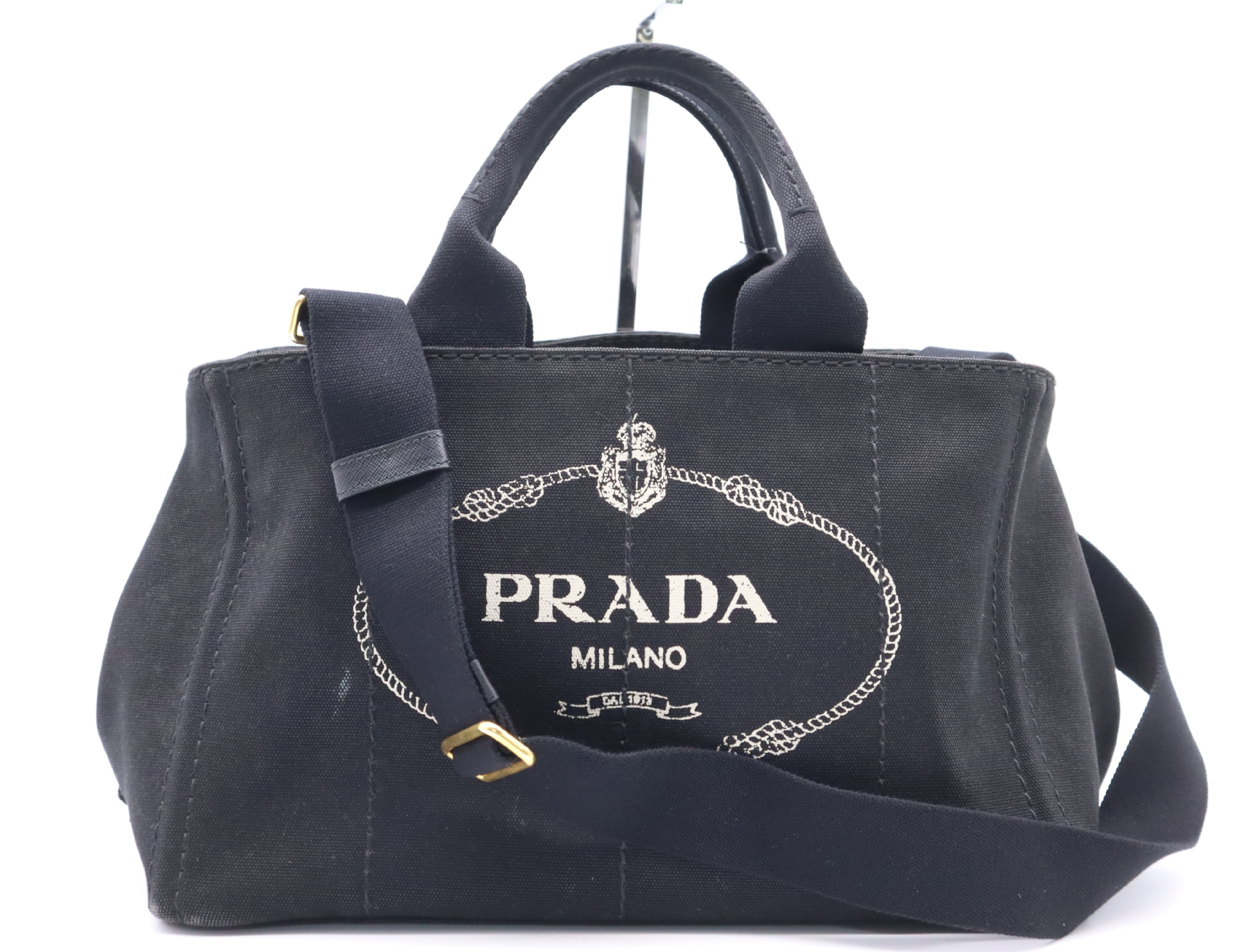 Canvas Canapa 2-Way Tote Bag with Shoulder Strap, Black