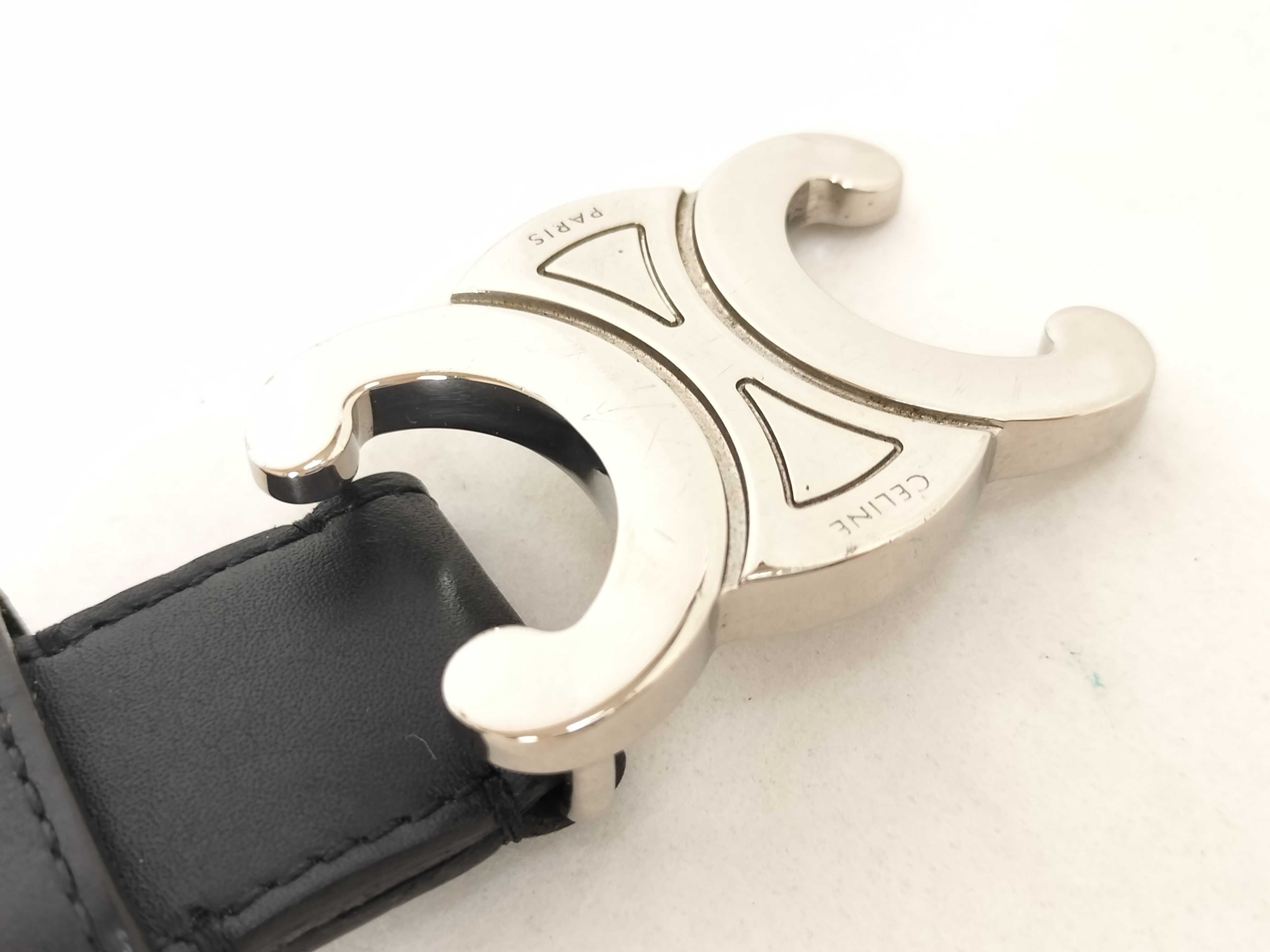 Triomphe Silver Hardware Belt, Size 80 — view 7