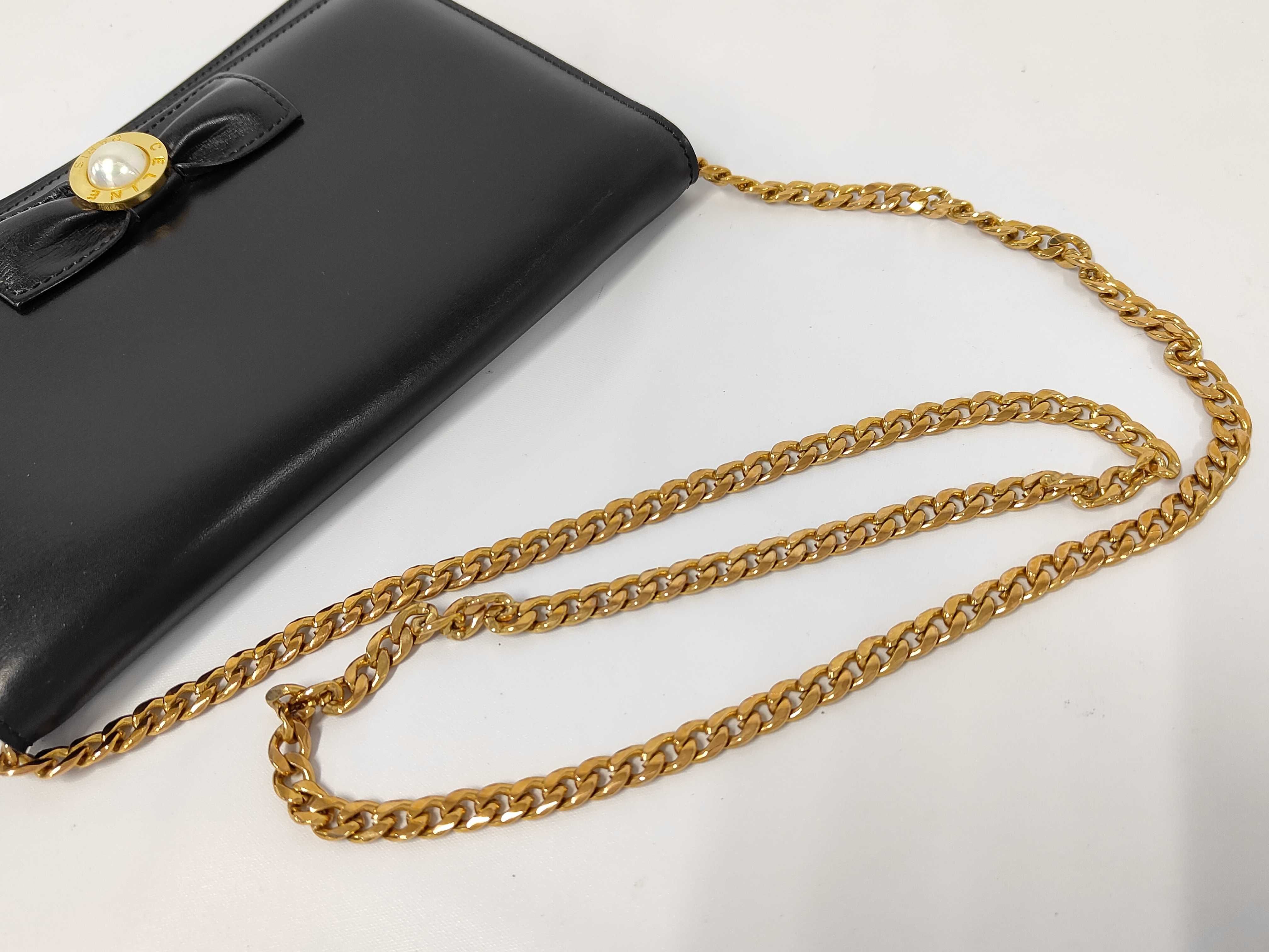 Faux Pearl Ribbon Chain Shoulder Bag Leather Shoulder Bag — view 3