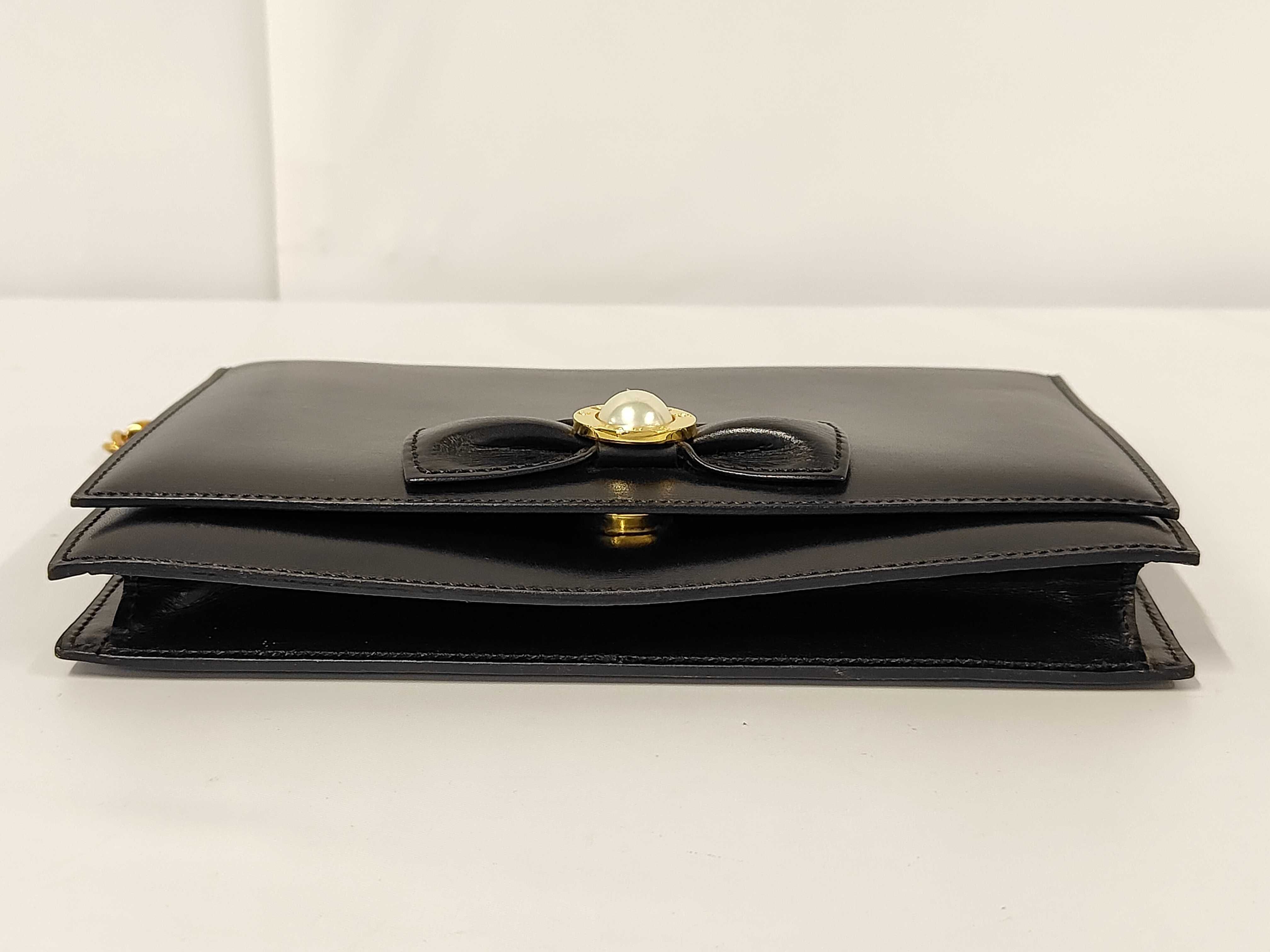 Faux Pearl Ribbon Chain Shoulder Bag Leather Shoulder Bag — view 9
