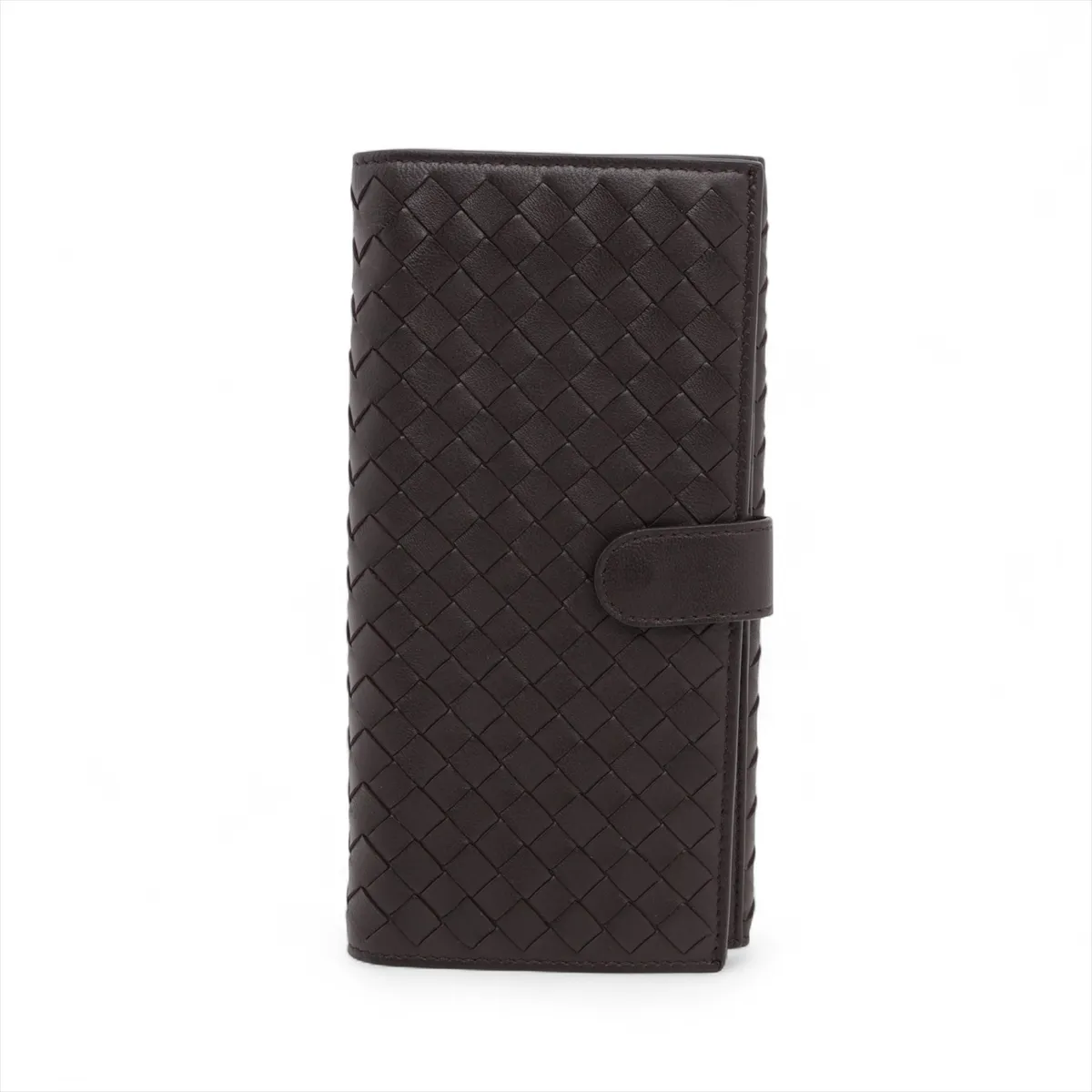 Intrecciato Leather Long Wallet Brown