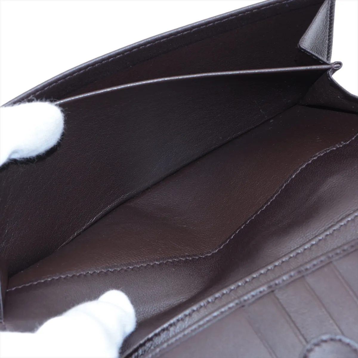 Intrecciato Leather Long Wallet Brown — view 6