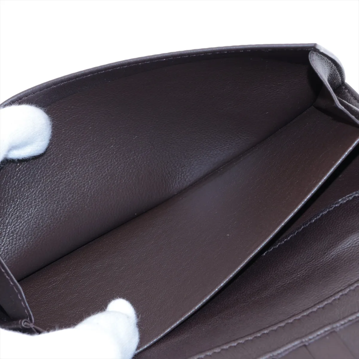 Intrecciato Leather Long Wallet Brown — view 7