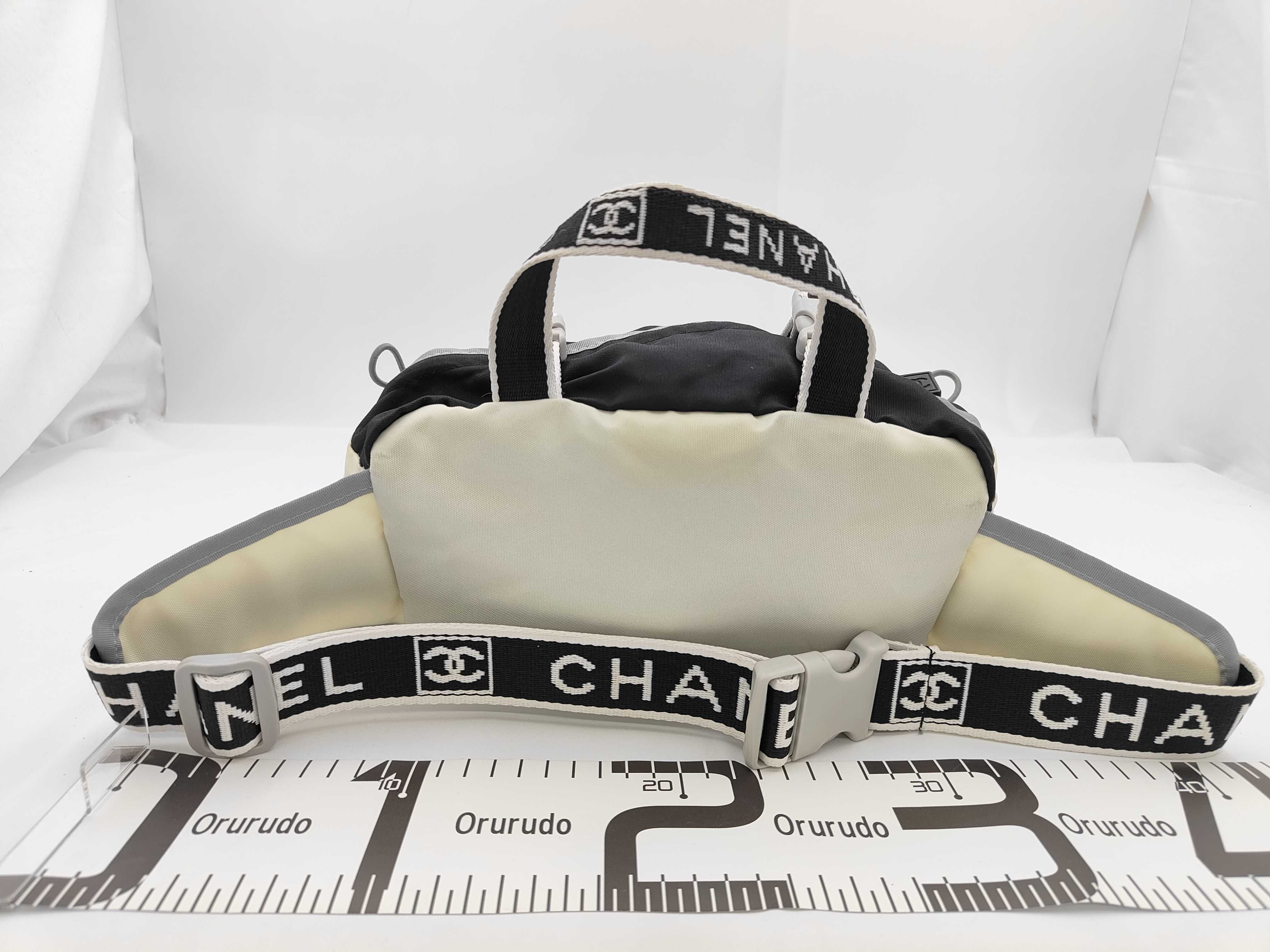 Coco Mark Logo Jacquard Nylon Mesh Waist Bag (Black & White) — view 2