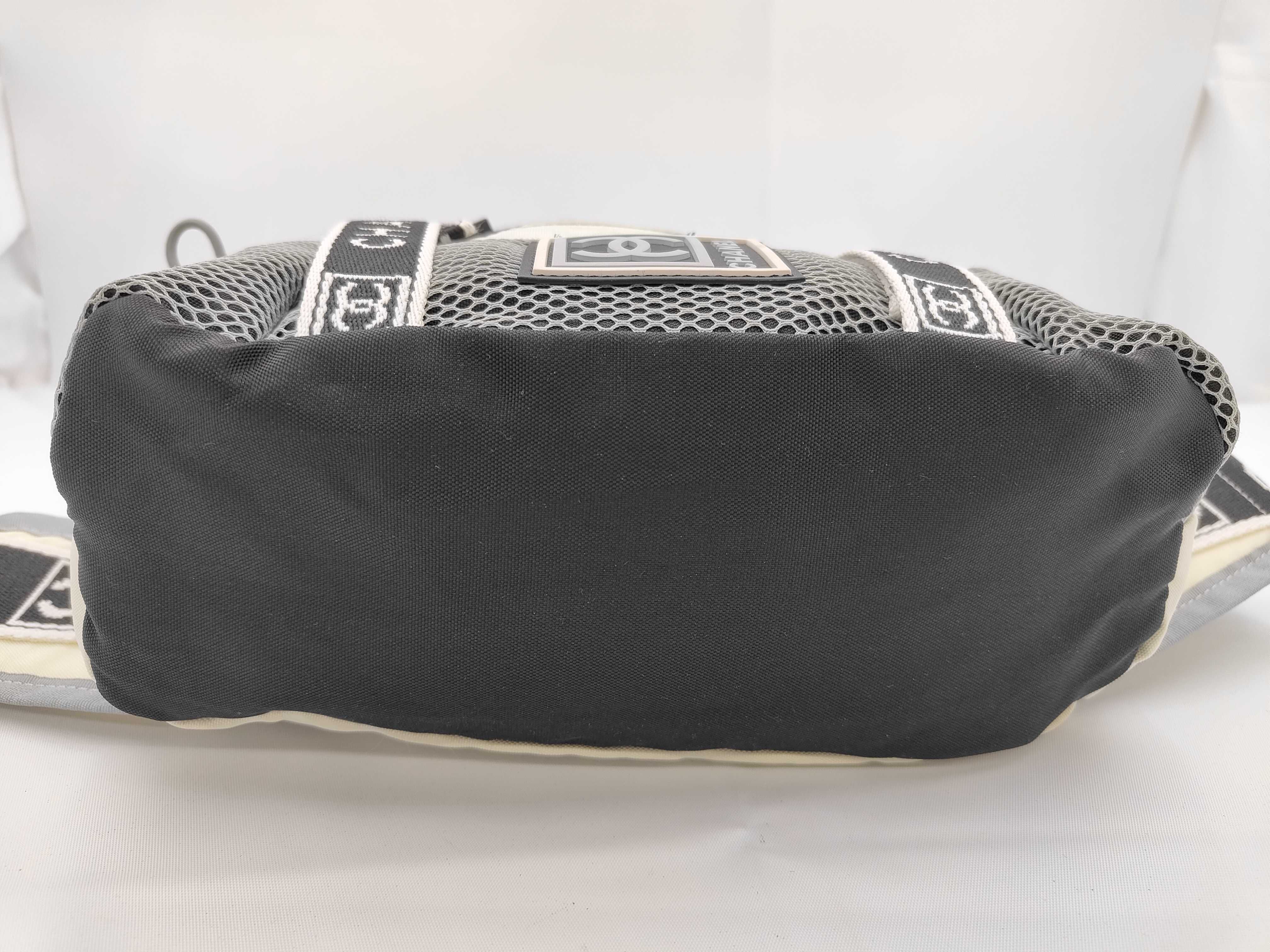 Coco Mark Logo Jacquard Nylon Mesh Waist Bag (Black & White) — view 5