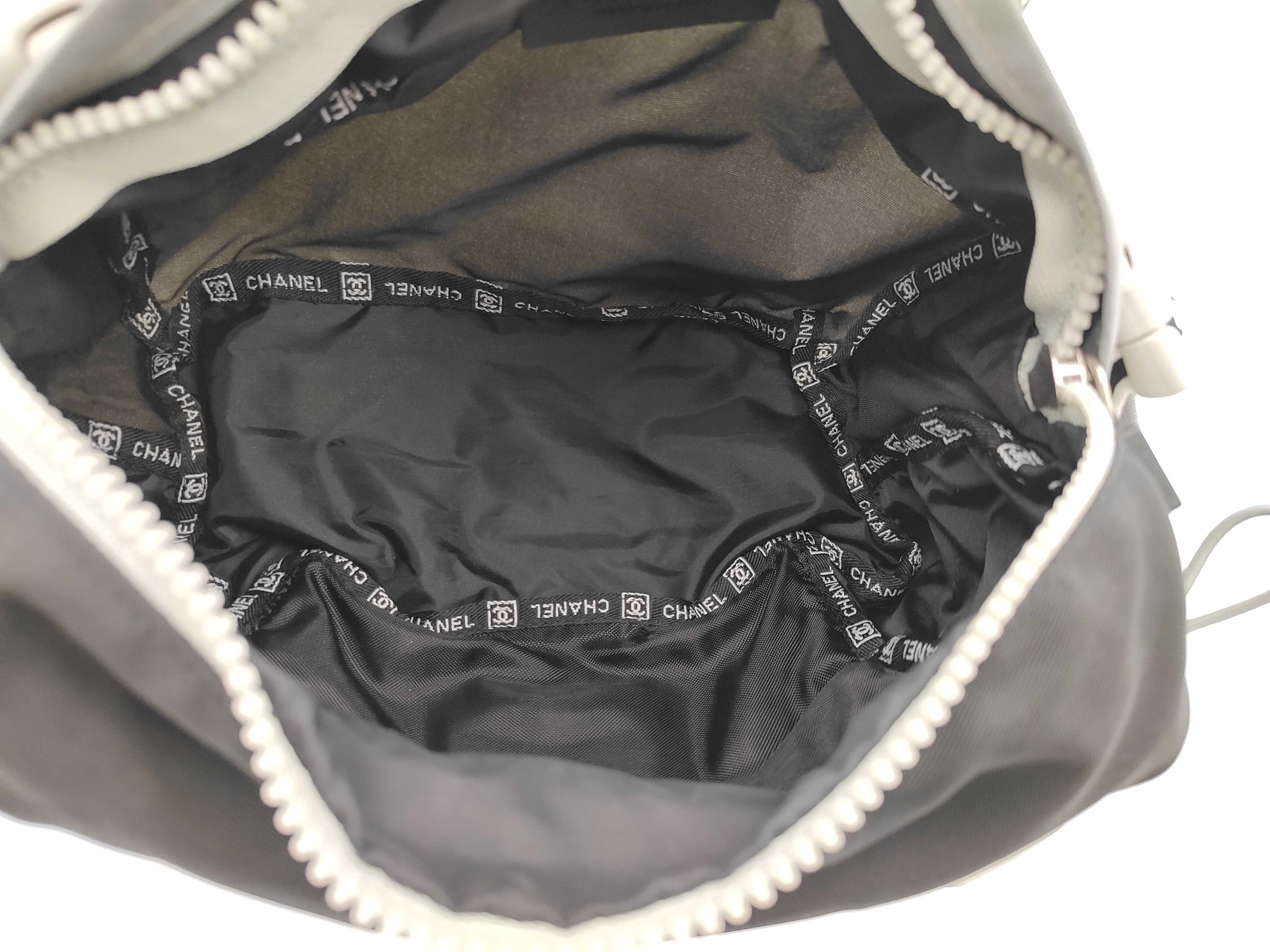 Coco Mark Logo Jacquard Nylon Mesh Waist Bag (Black & White) — view 9