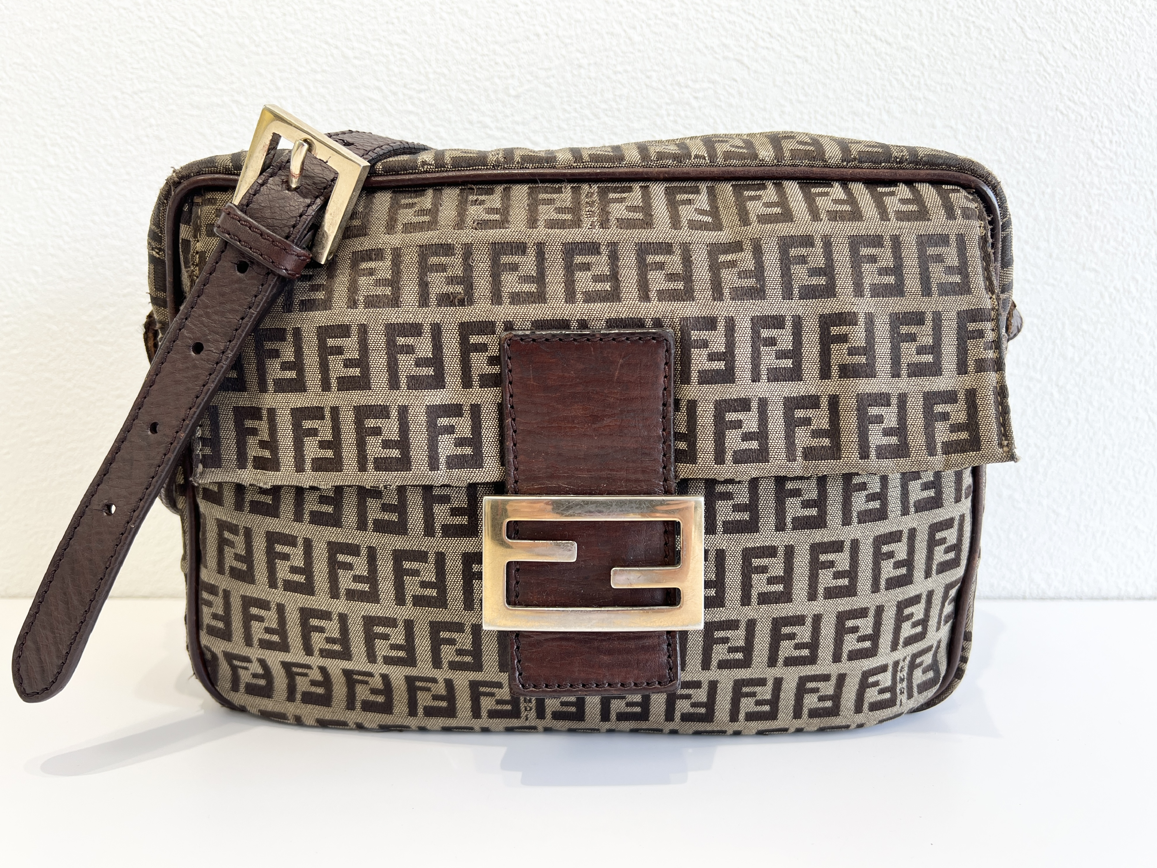 Mamma Bucket Zucchino Canvas Leather One Shoulder Bag