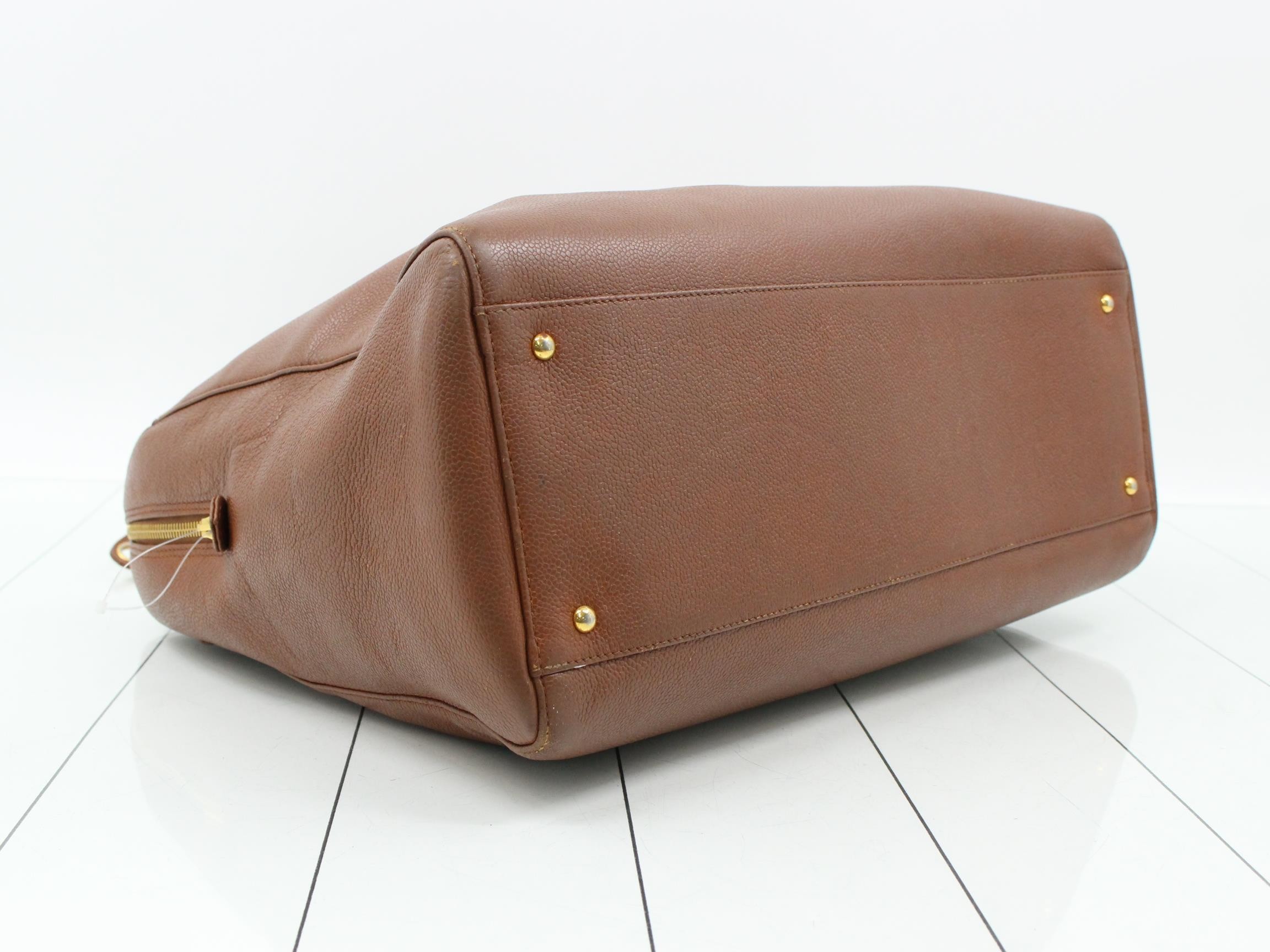 Deca Coco Chain Tote Bag, Caviar Skin, Brown, with sticker, Item No. 5 — view 5
