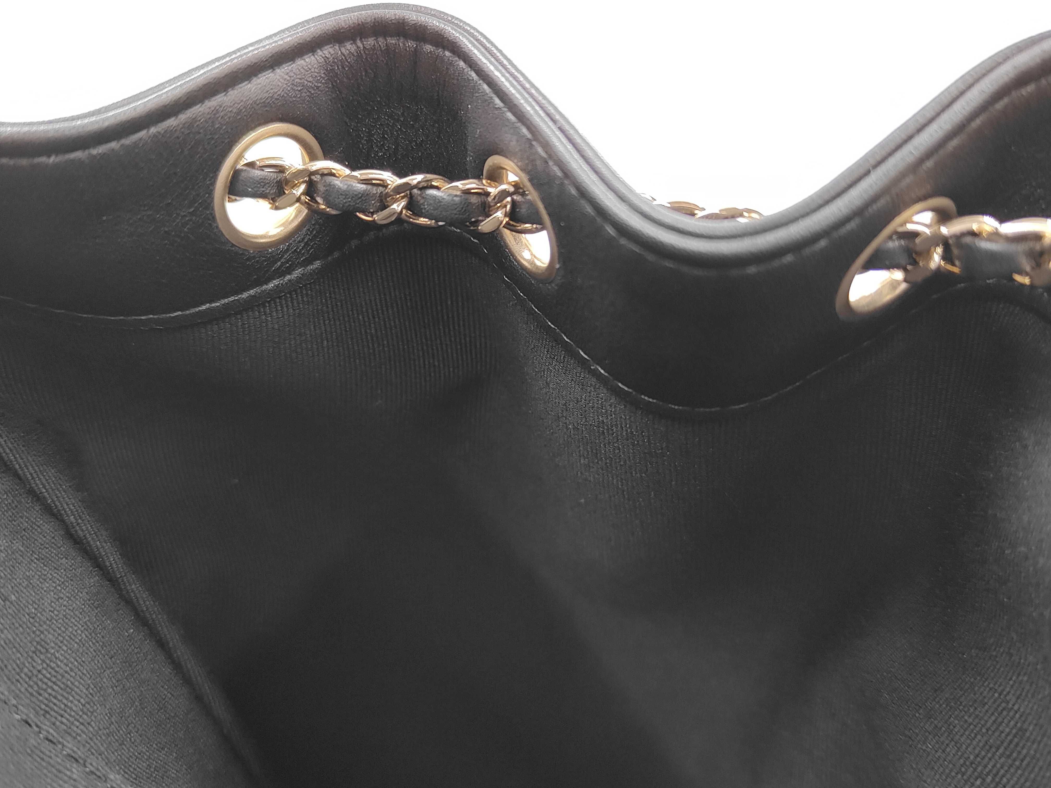 Dumas Small Backpack with Gold Hardware, Serial Number Plate, AS2908, Black Bag — view 13