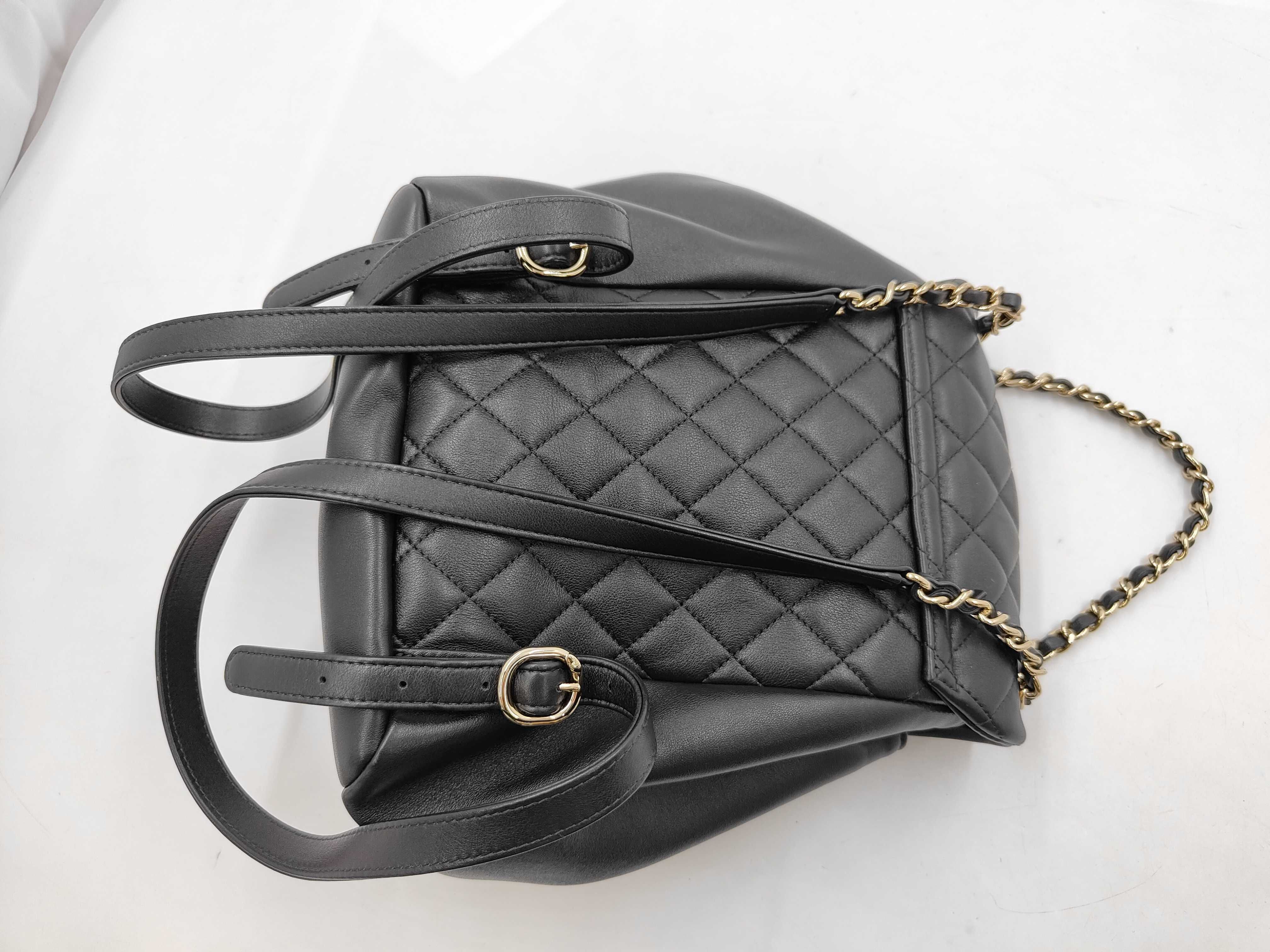 Dumas Small Backpack with Gold Hardware, Serial Number Plate, AS2908, Black Bag — view 6