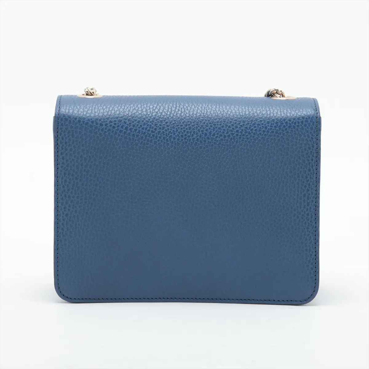 Interlocking G 510304 Leather Chain Shoulder Bag, Blue (Outlet) — view 2