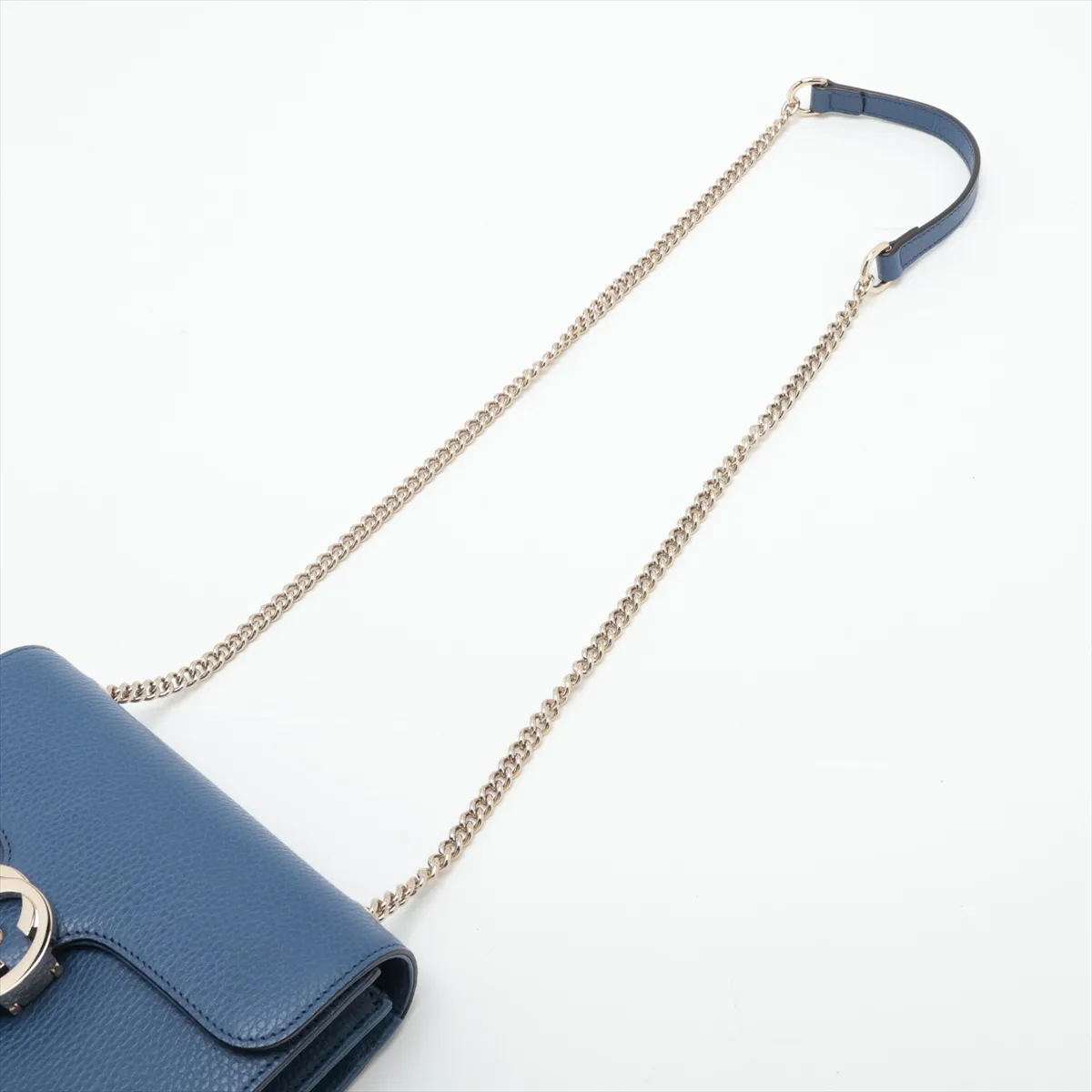 Interlocking G 510304 Leather Chain Shoulder Bag, Blue (Outlet) — view 5