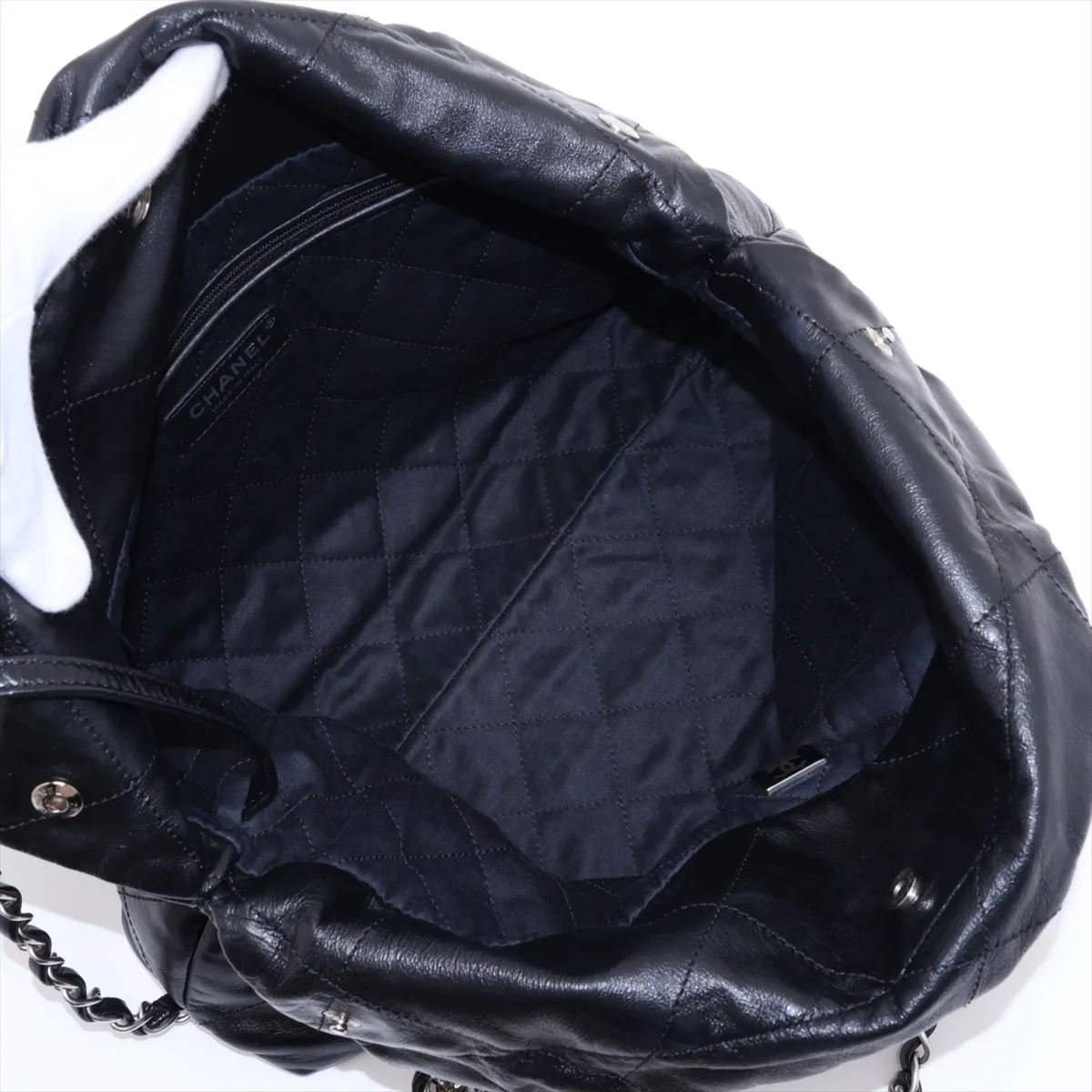 22 Small Leather Chain Shoulder Bag, Black with Silver Hardware, G8JCT093, Random Plate, AS3260 — view 7
