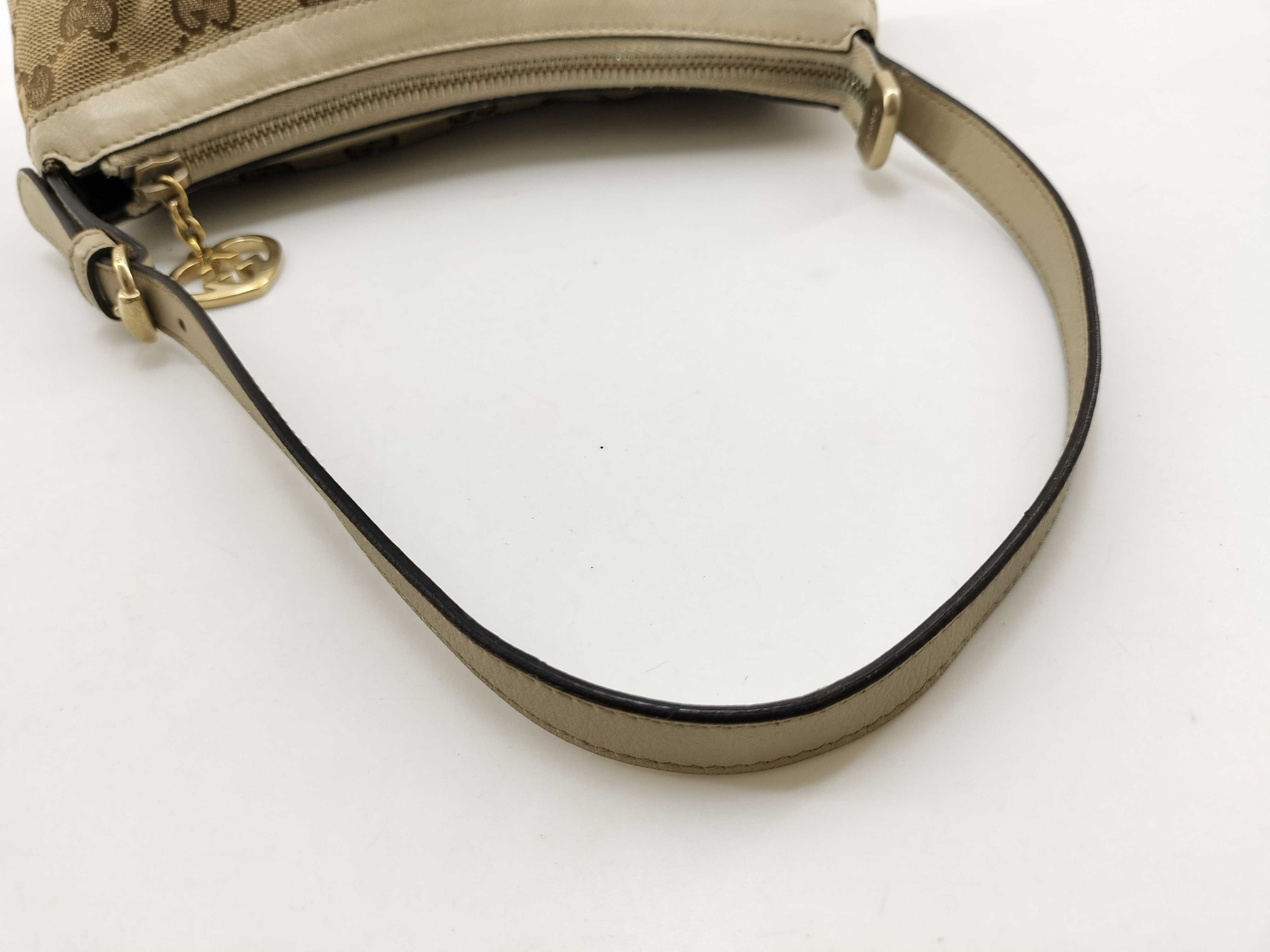 GG Canvas White Canvas GG Monogram Heart Zipper Underarm Bag Pouch — view 7