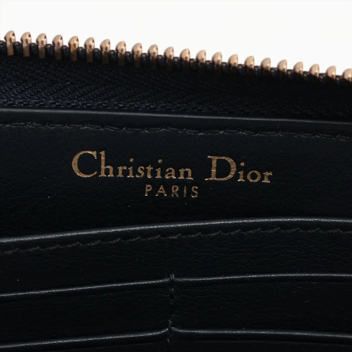 Oblique Canvas x Leather Round Zip Wallet Navy — view 11