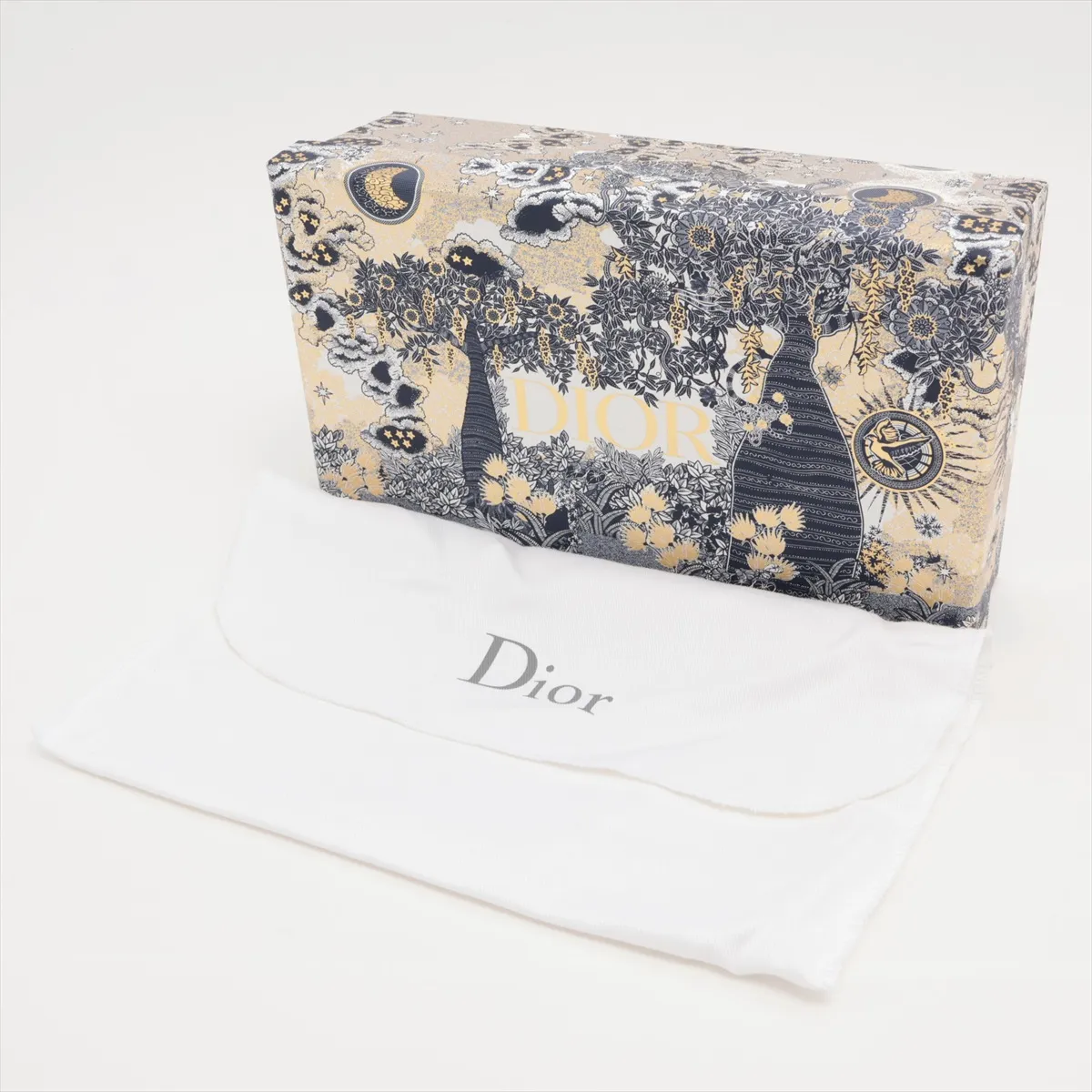 Oblique Canvas x Leather Round Zip Wallet Navy — view 12