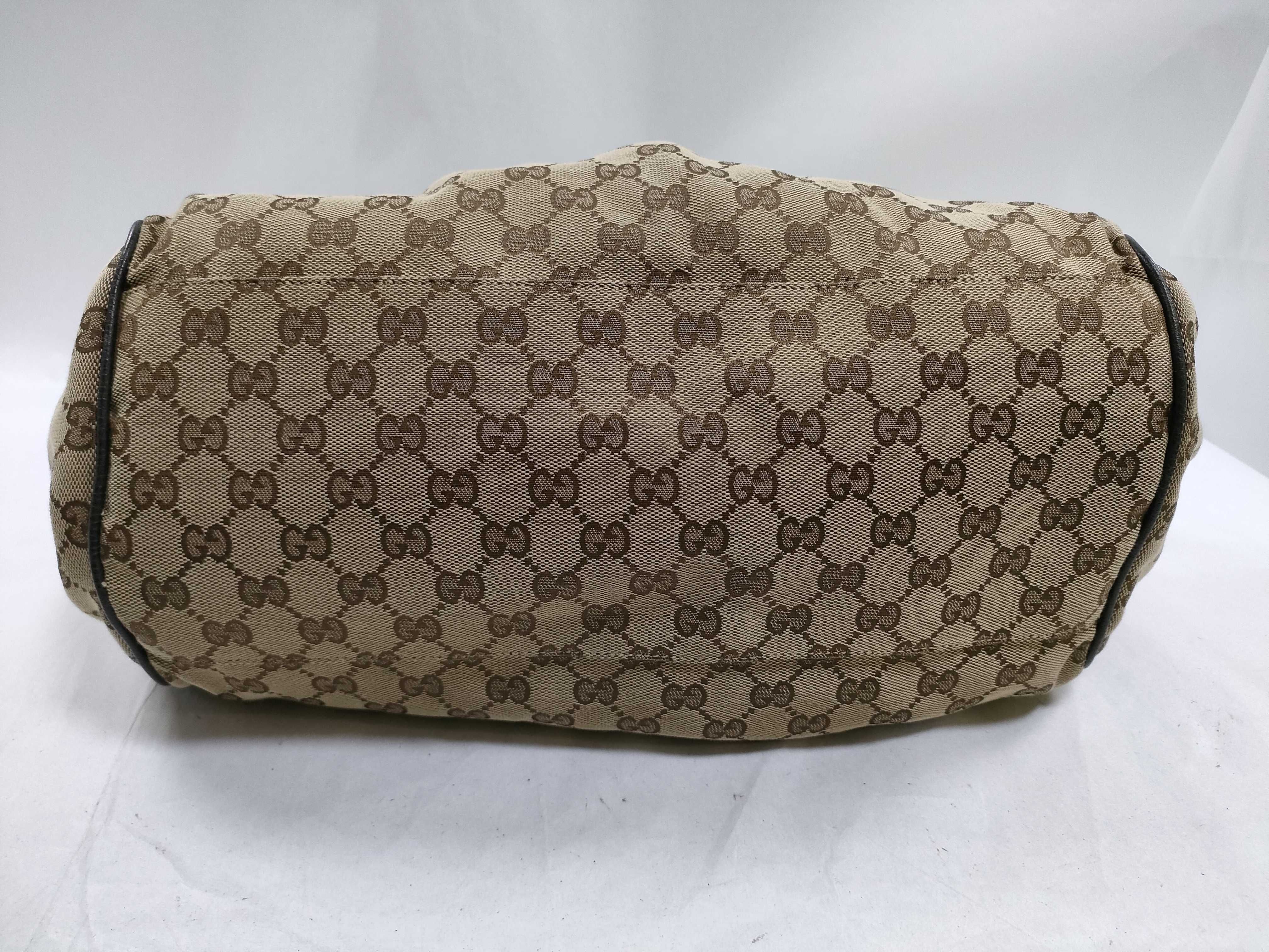GG Canvas Sukey Canvas x Leather Handbag, Beige x Brown, 211944 — view 9