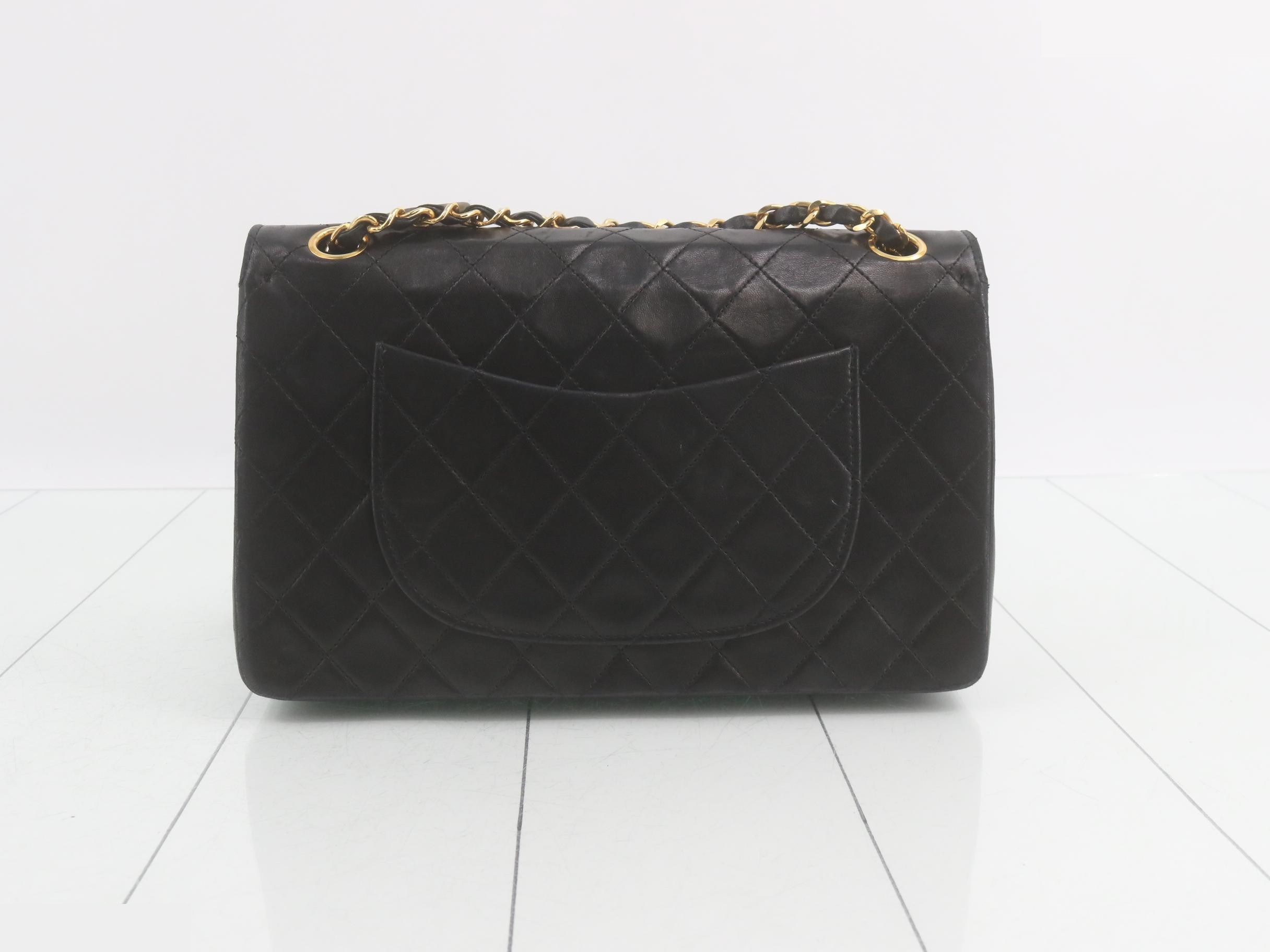 Matelassé Lambskin Double Flap Shoulder Bag, Black — view 2