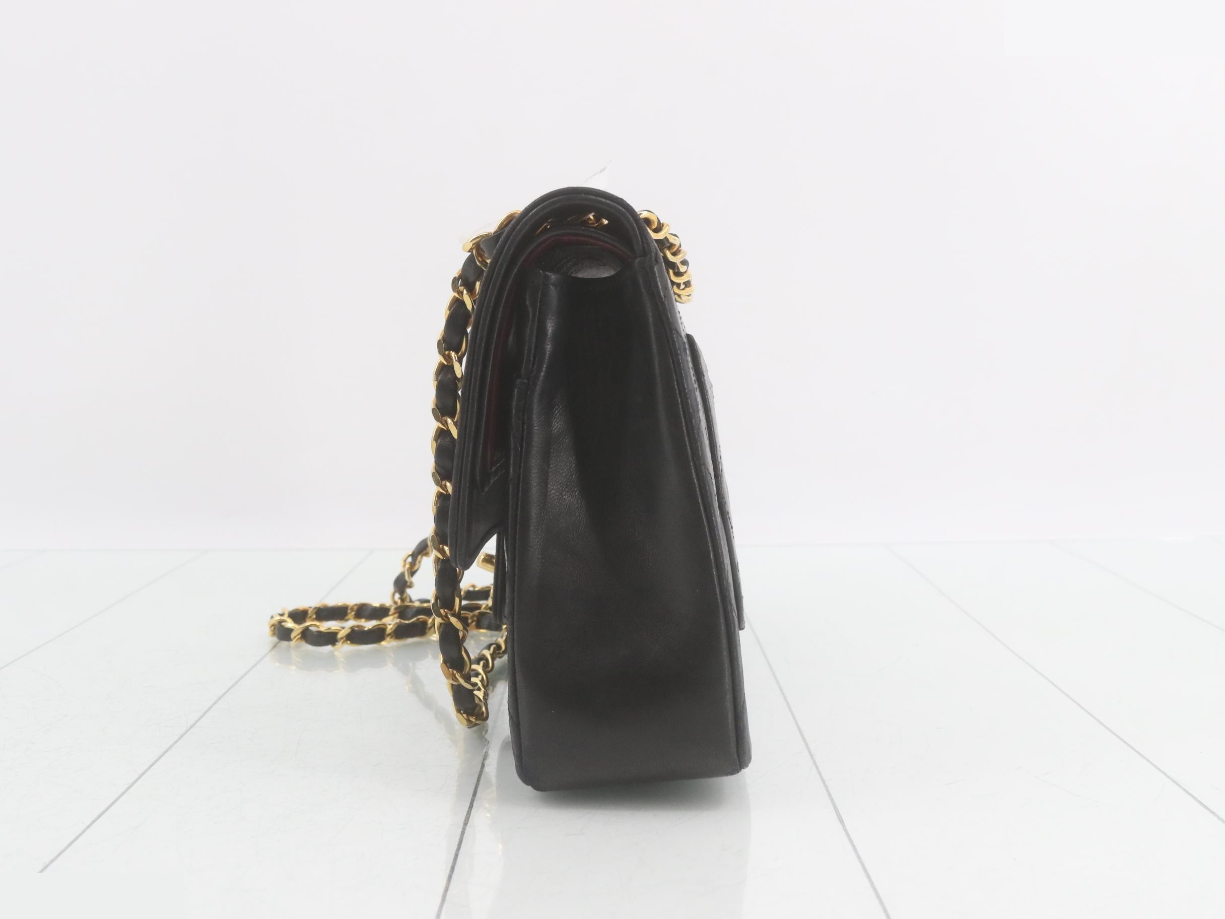Matelassé Lambskin Double Flap Shoulder Bag, Black — view 3