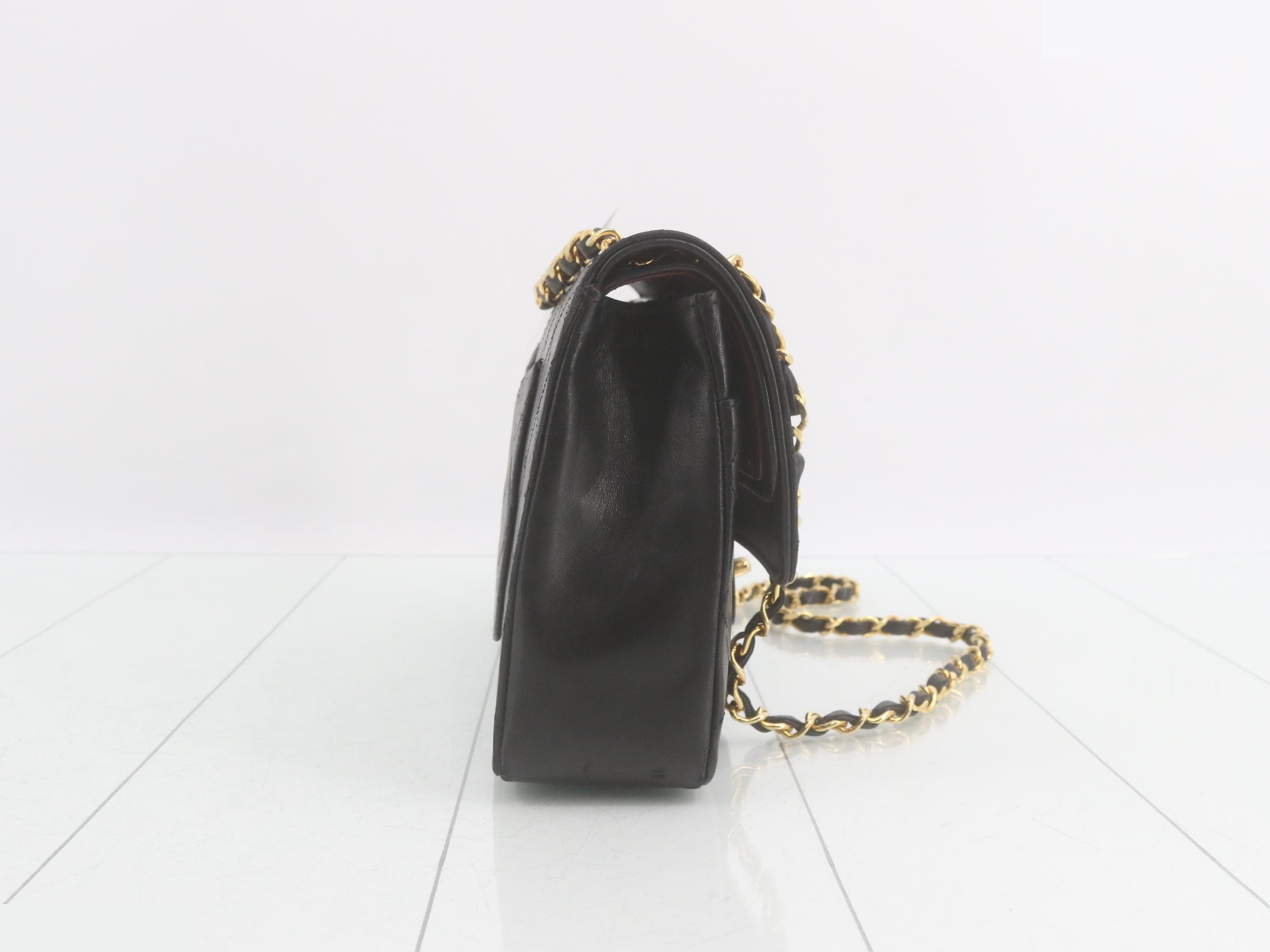 Matelassé Lambskin Double Flap Shoulder Bag, Black — view 4