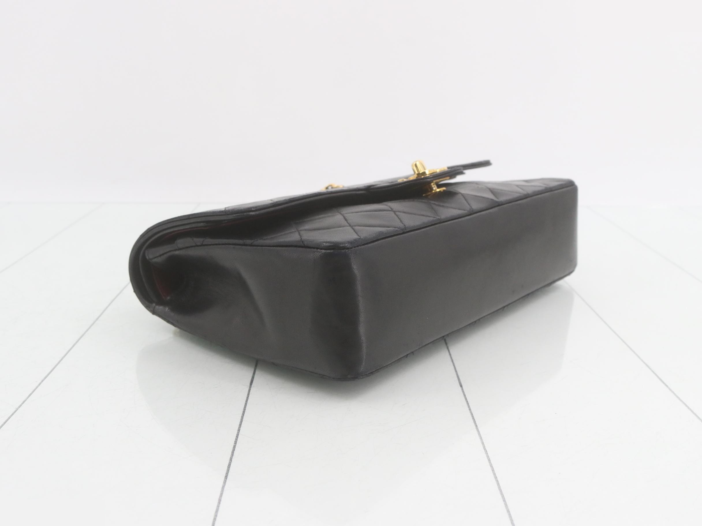 Matelassé Lambskin Double Flap Shoulder Bag, Black — view 5