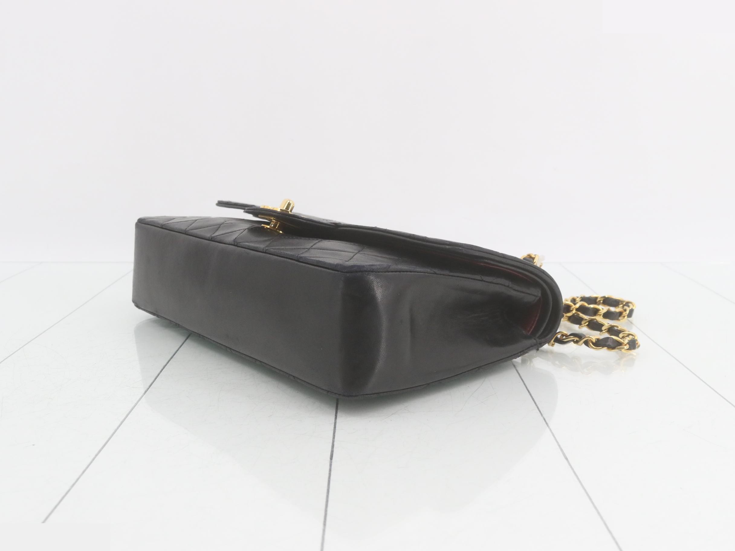 Matelassé Lambskin Double Flap Shoulder Bag, Black — view 6