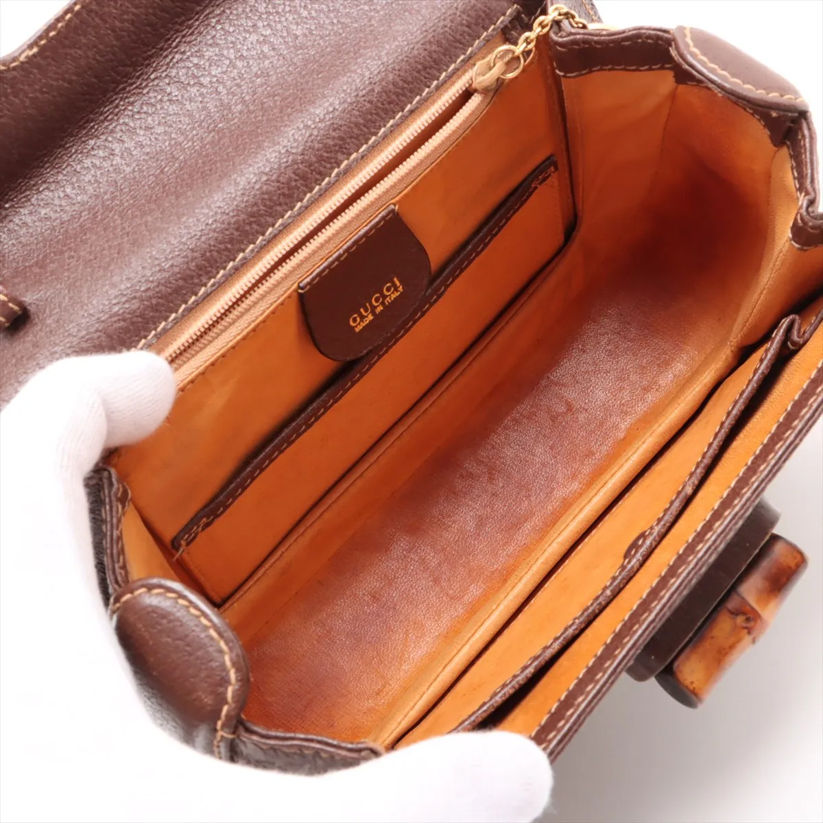Bamboo Leather 2WAY Handbag Brown — view 8