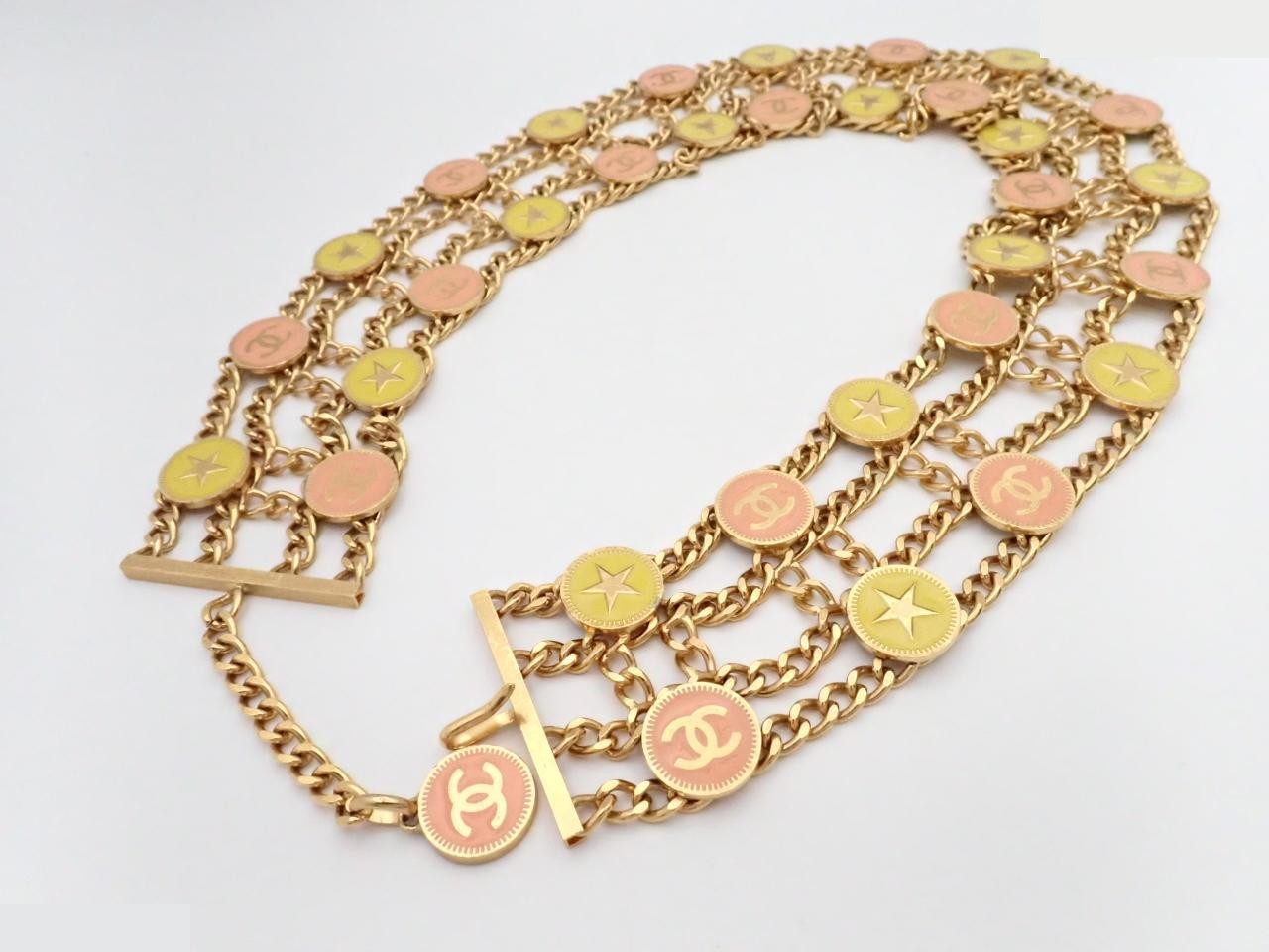 Coco Star Double Chain Belt, Gold, Total Length Approx. 90cm — view 2