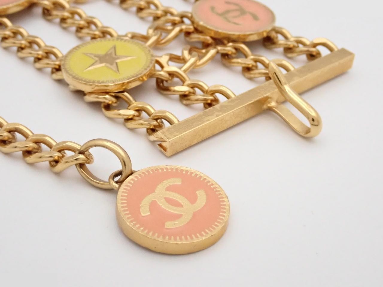 Coco Star Double Chain Belt, Gold, Total Length Approx. 90cm — view 3