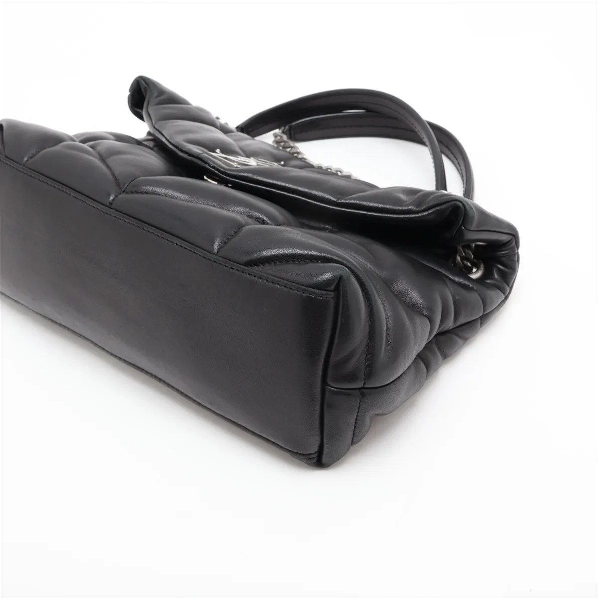 Lulu Puffer 577476 Leather Chain Shoulder Bag, Black — view 3
