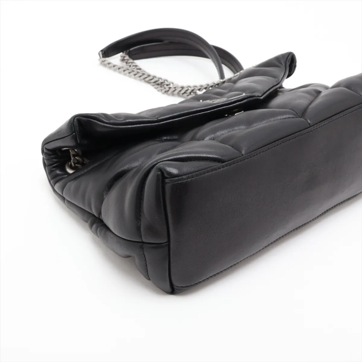 Lulu Puffer 577476 Leather Chain Shoulder Bag, Black — view 4