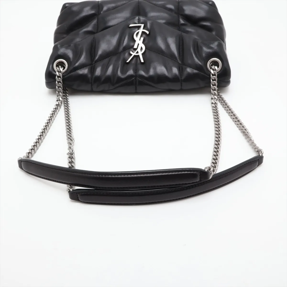 Lulu Puffer 577476 Leather Chain Shoulder Bag, Black — view 5