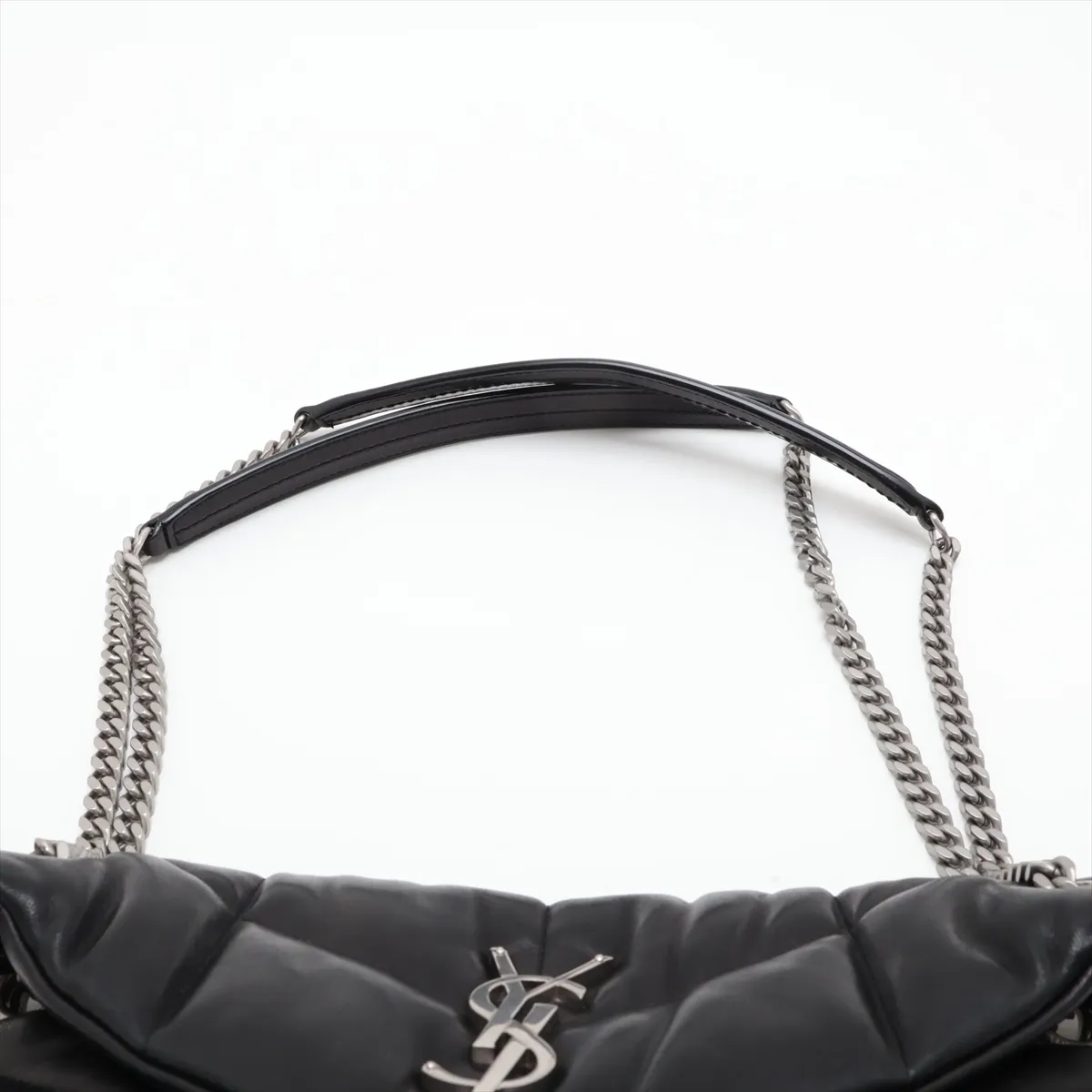 Lulu Puffer 577476 Leather Chain Shoulder Bag, Black — view 6
