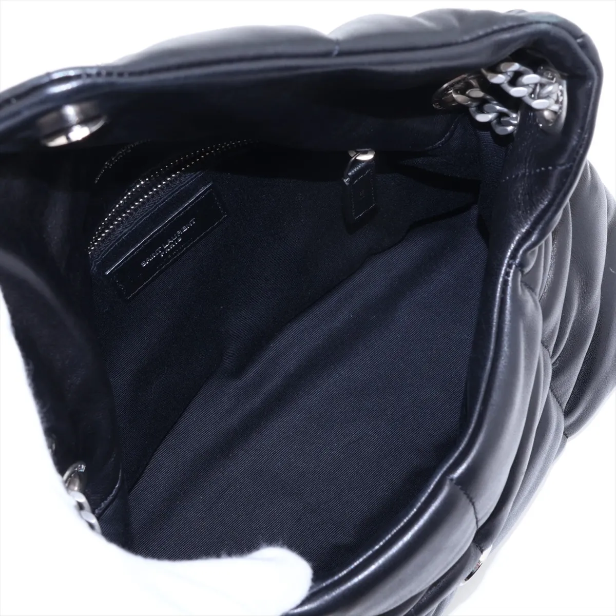 Lulu Puffer 577476 Leather Chain Shoulder Bag, Black — view 7