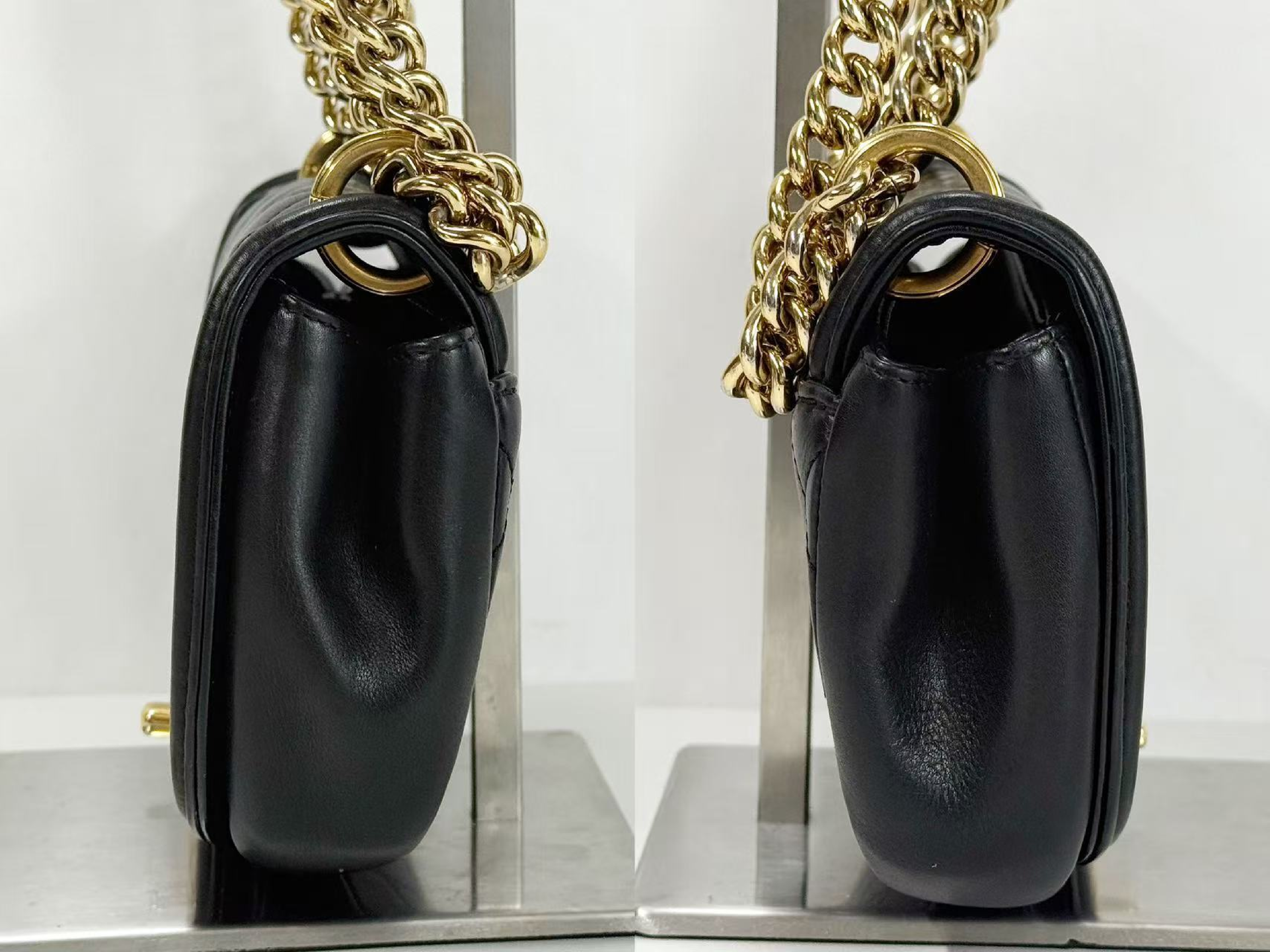 Black Matelassé Tanlock Double Chain Shoulder Bag, W20/H14/D6cm (approx.), serial number in the 28 range, with authenticity card and seal, gold hardware, 28342156. — view 14