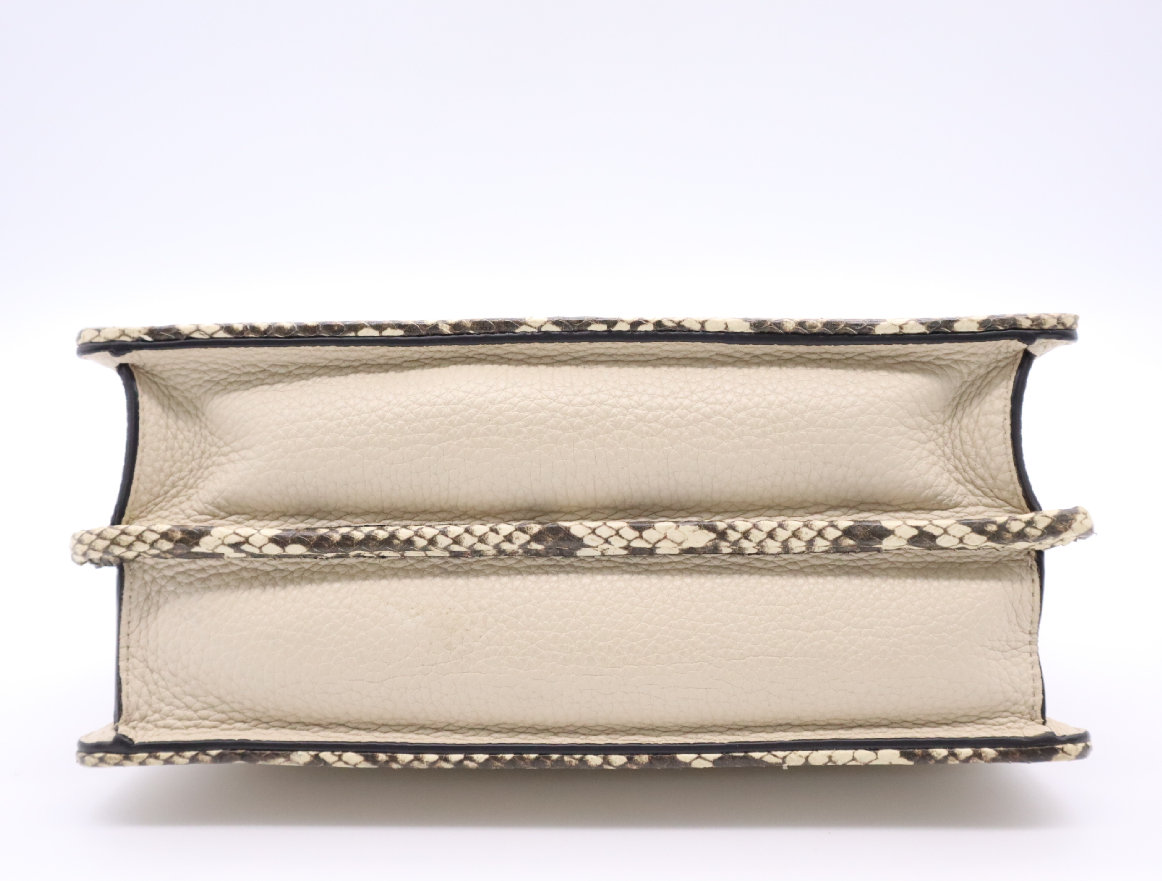 Leather/Python Peekaboo I.C.U Small Beige Handbag with Shoulder Strap and Rain Cover — view 4