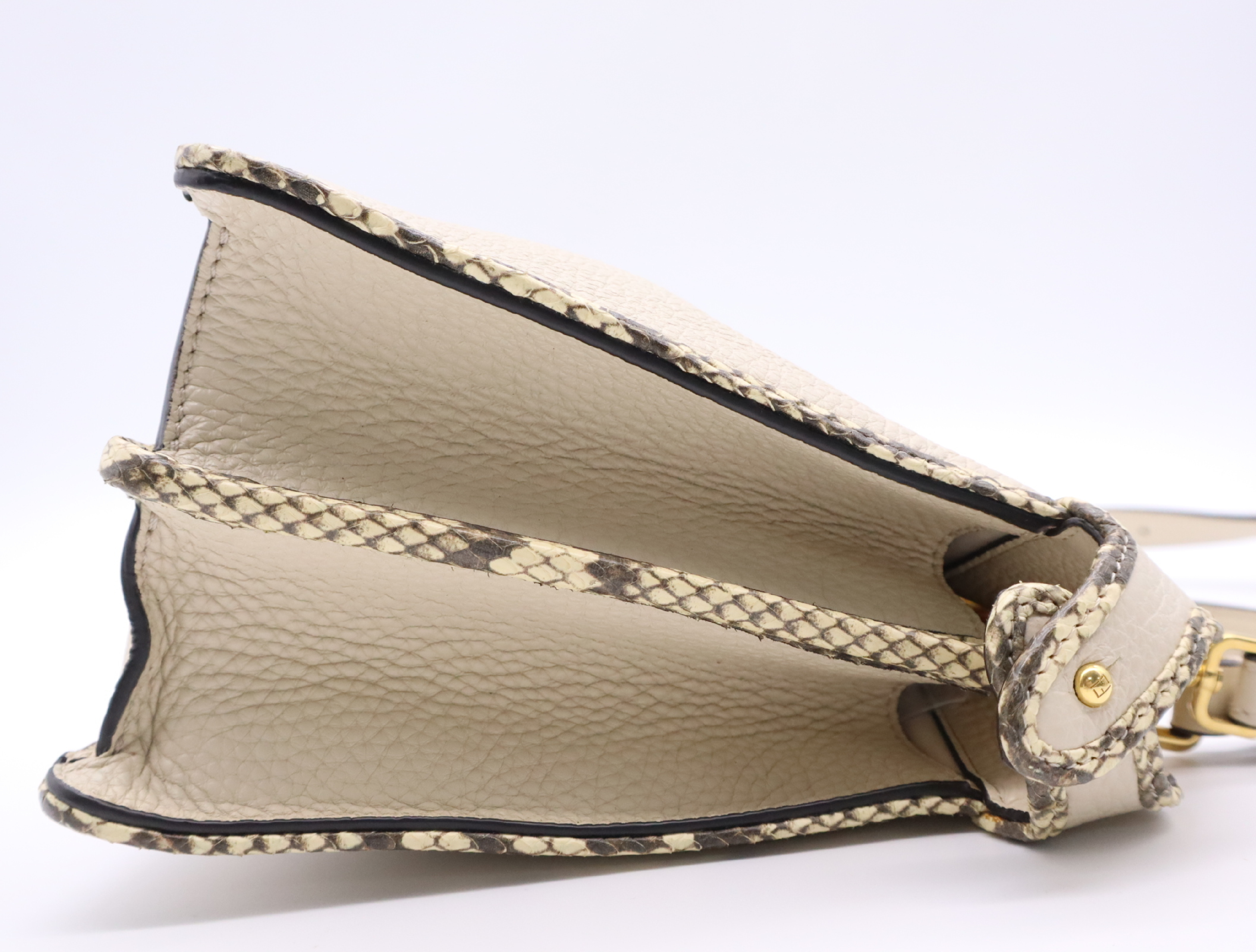 Leather/Python Peekaboo I.C.U Small Beige Handbag with Shoulder Strap and Rain Cover — view 5