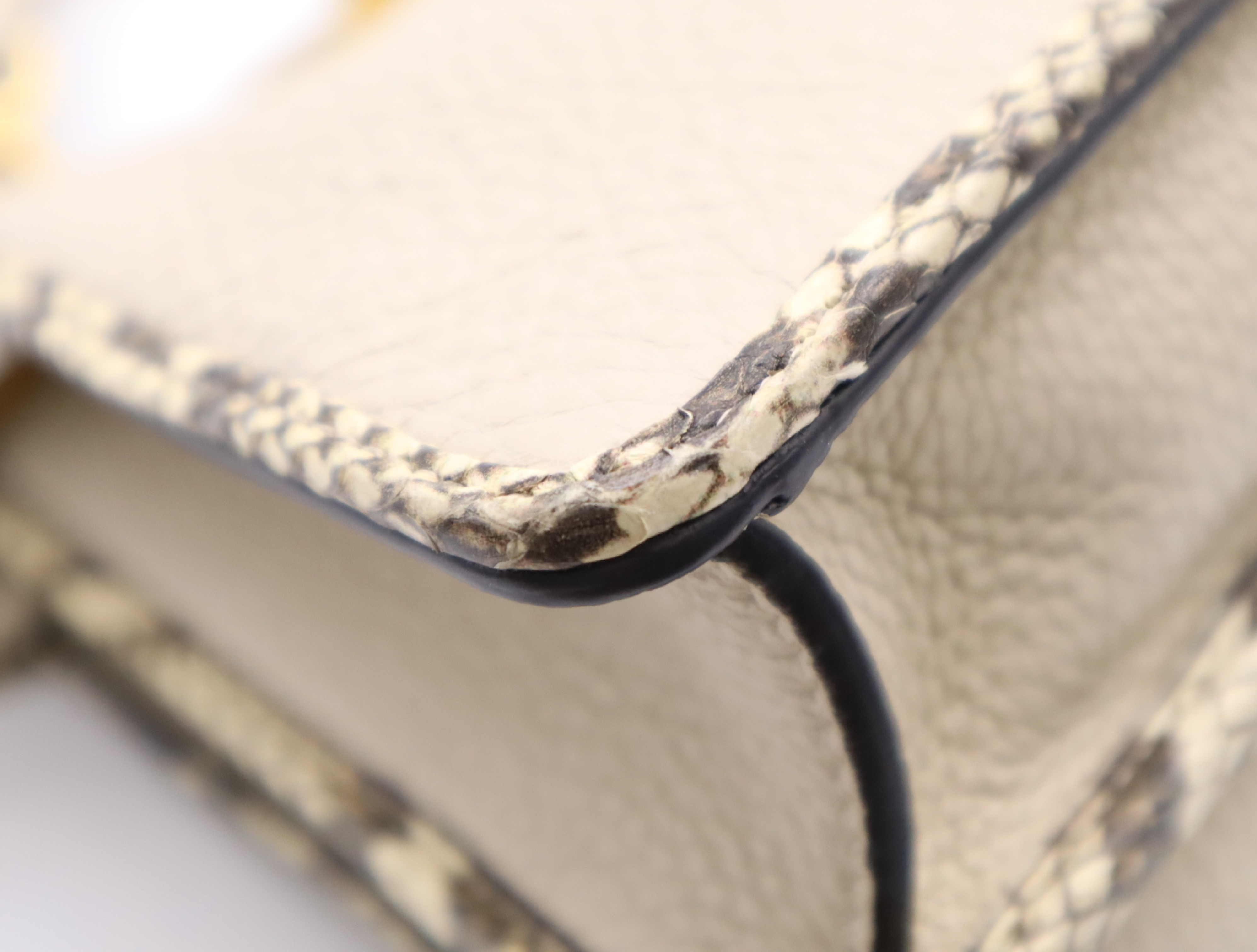 Leather/Python Peekaboo I.C.U Small Beige Handbag with Shoulder Strap and Rain Cover — view 6