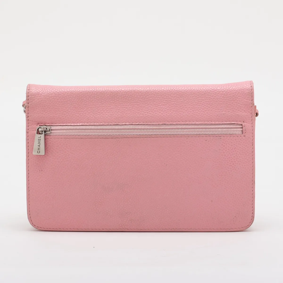 Coco Mark Caviar Skin Chain Wallet, Pink, Silver Hardware, 8852401, Series 8 — view 2