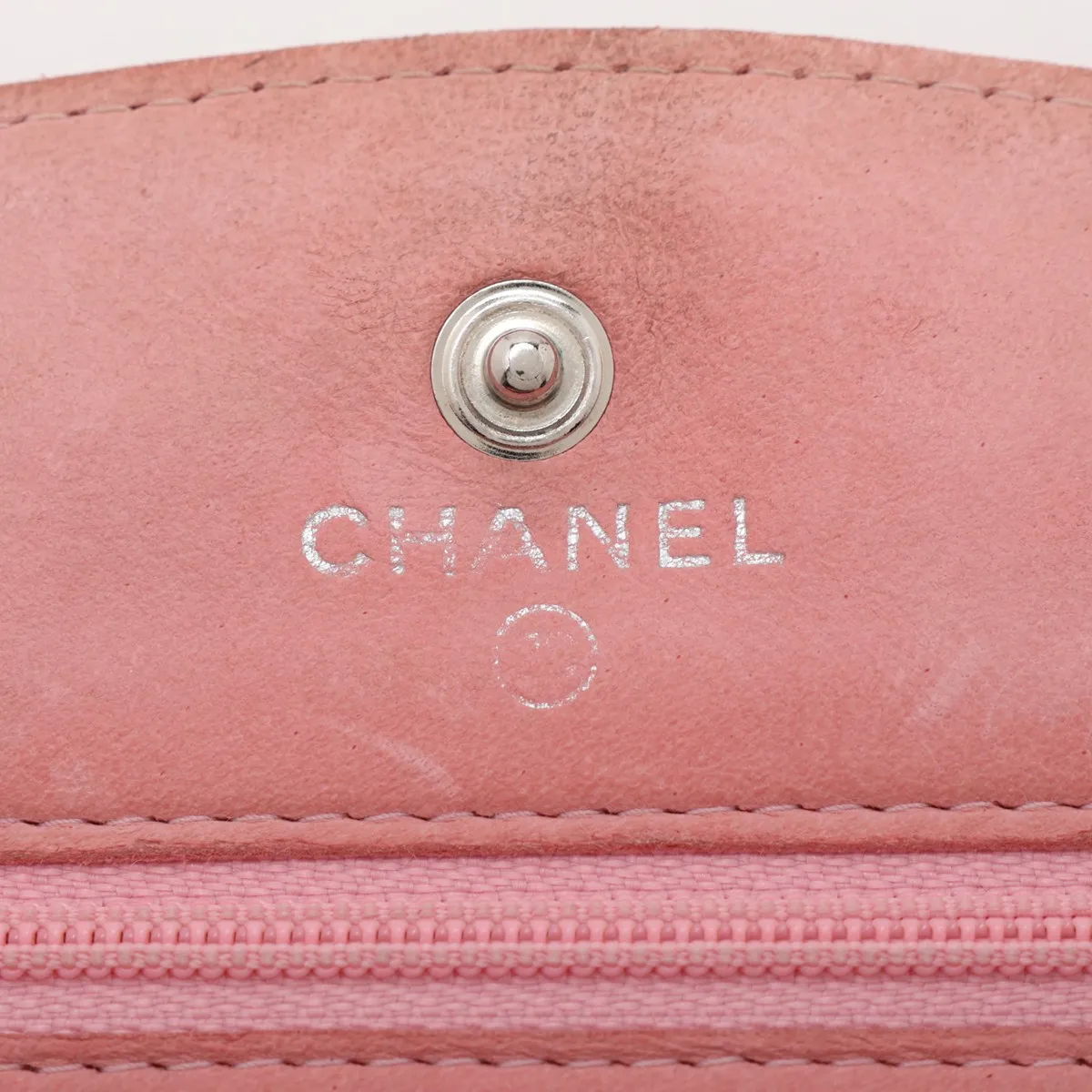 Coco Mark Caviar Skin Chain Wallet, Pink, Silver Hardware, 8852401, Series 8 — view 11