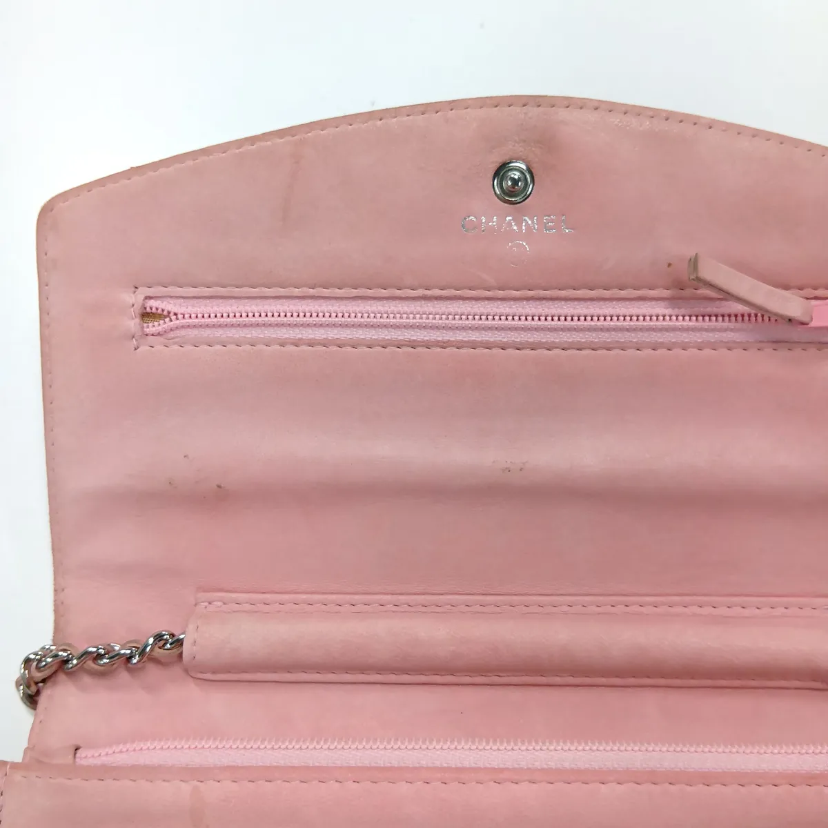 Coco Mark Caviar Skin Chain Wallet, Pink, Silver Hardware, 8852401, Series 8 — view 14