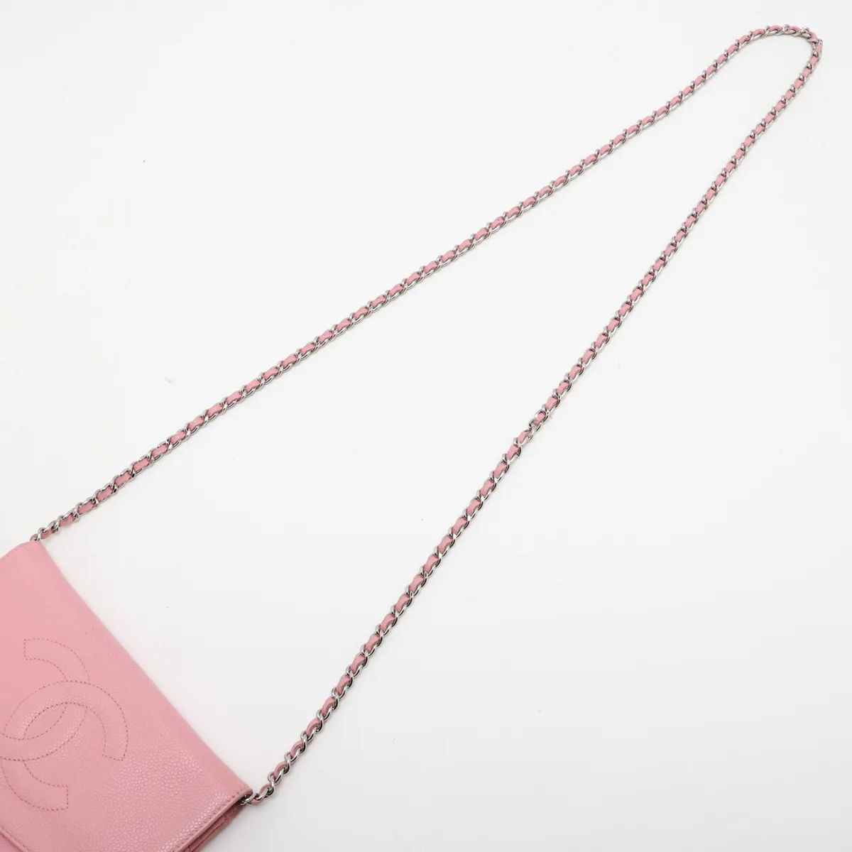 Coco Mark Caviar Skin Chain Wallet, Pink, Silver Hardware, 8852401, Series 8 — view 5