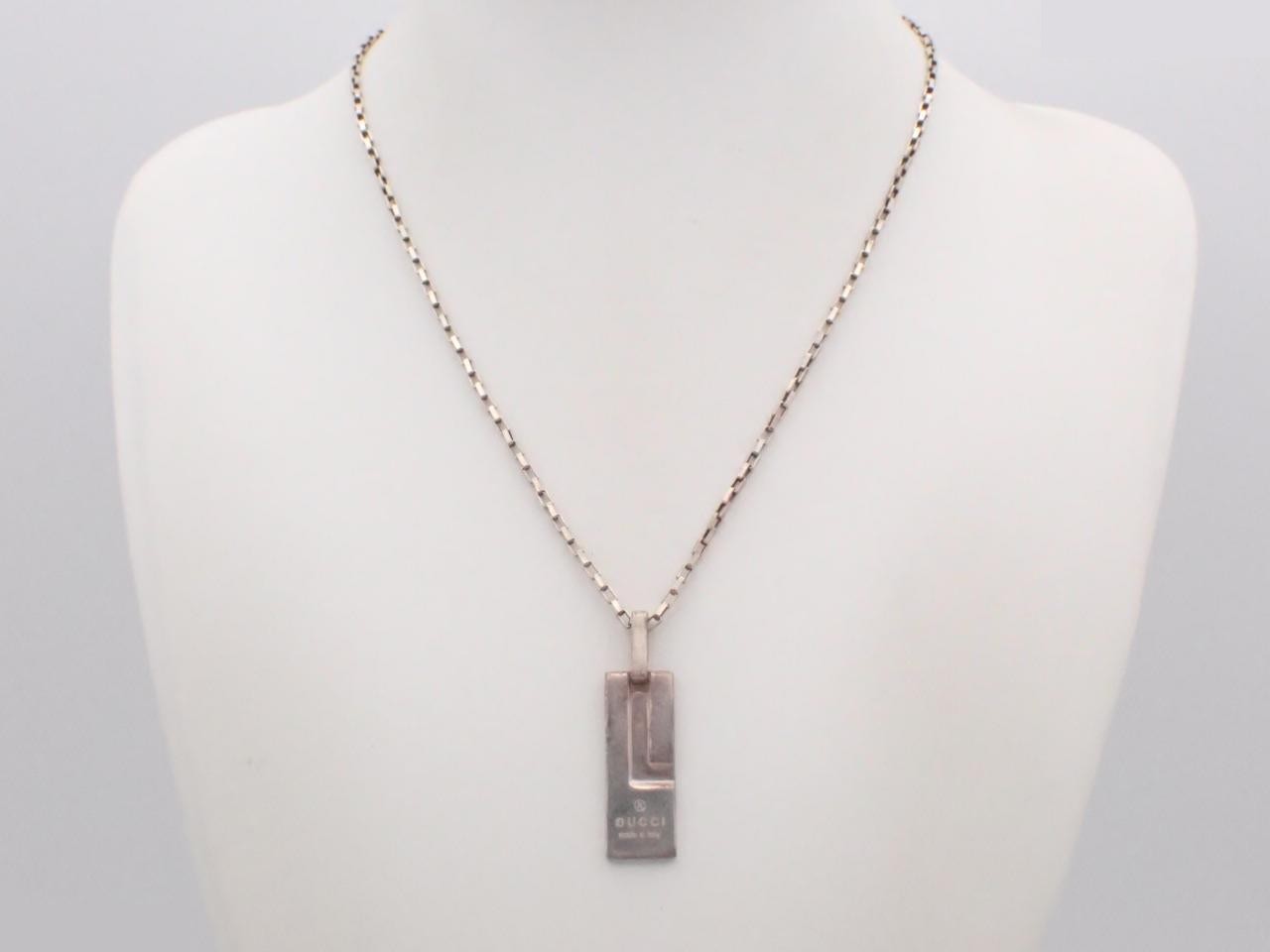 logo plate necklace, silver, Ag925 / 16.8g — view 3
