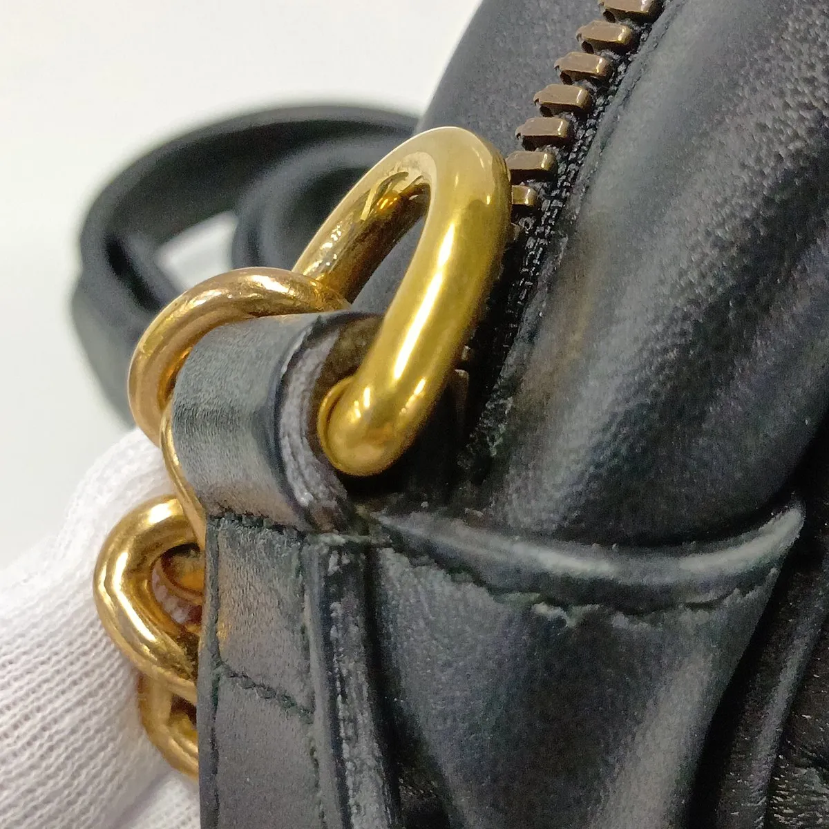 GG Marmont 447632 Leather Chain Shoulder Bag, Black — view 12