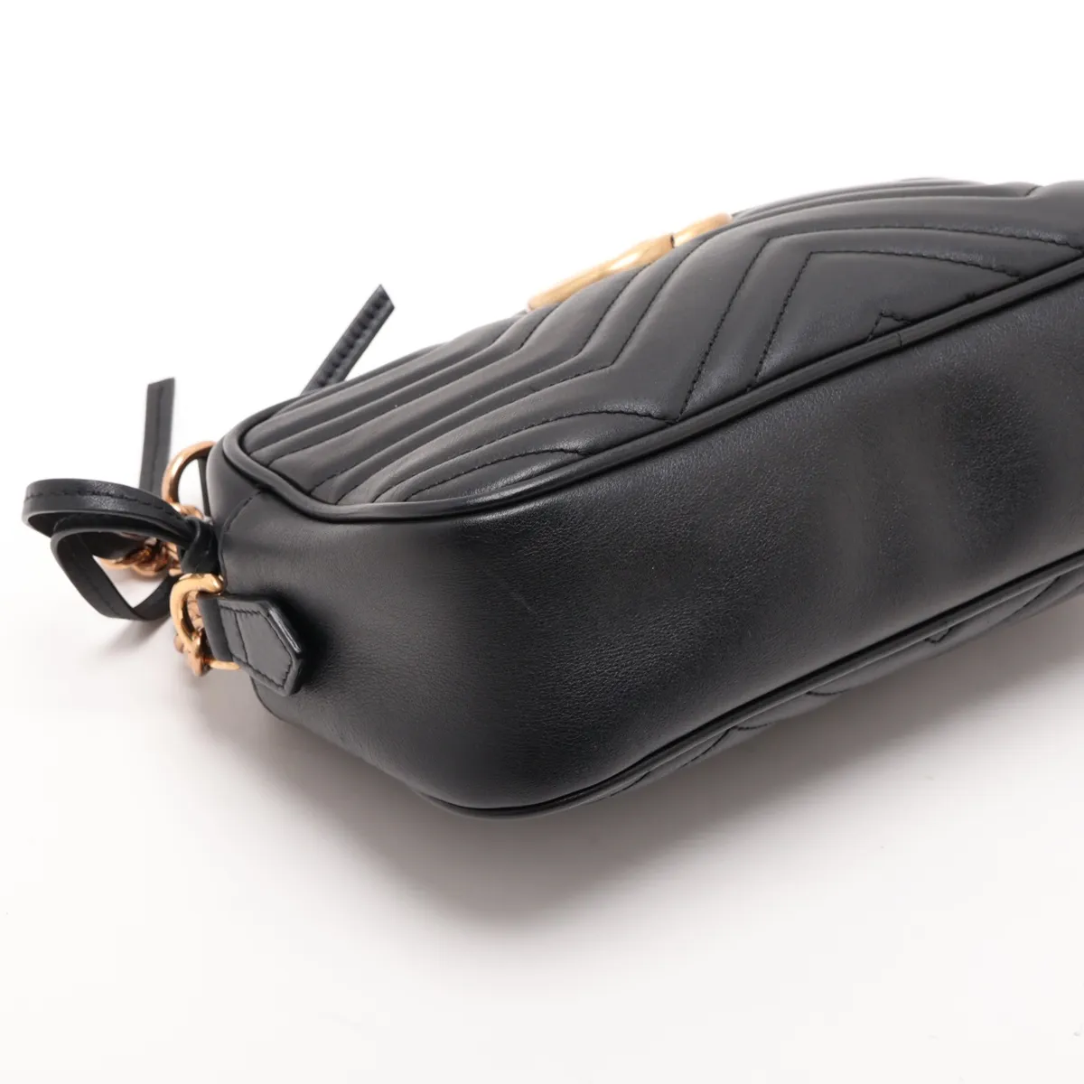GG Marmont 447632 Leather Chain Shoulder Bag, Black — view 4