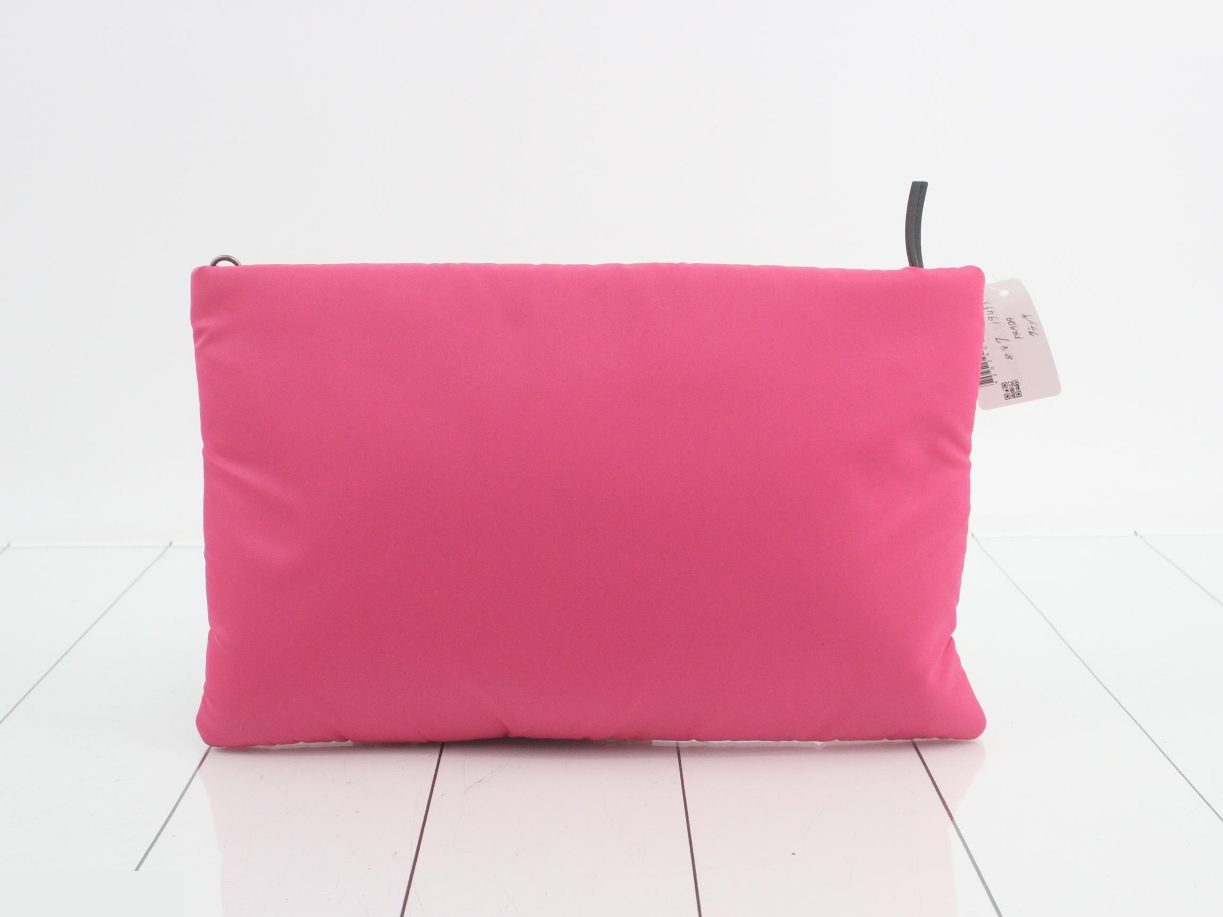 Clutch bag, nylon/leather, pink — view 2