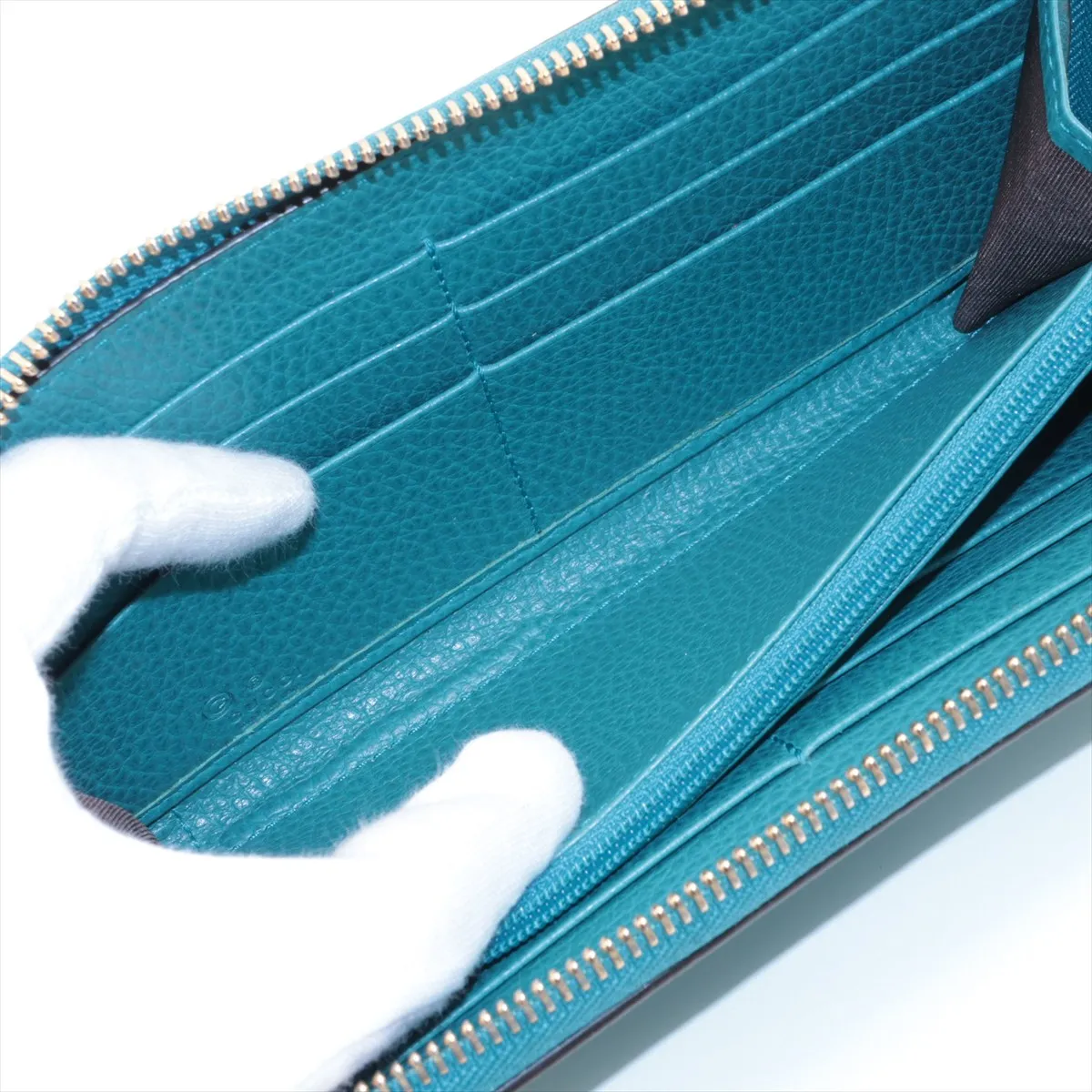 Interlocking G 449347 PVC x Leather Round Zip Wallet Blue G Stamp — view 4